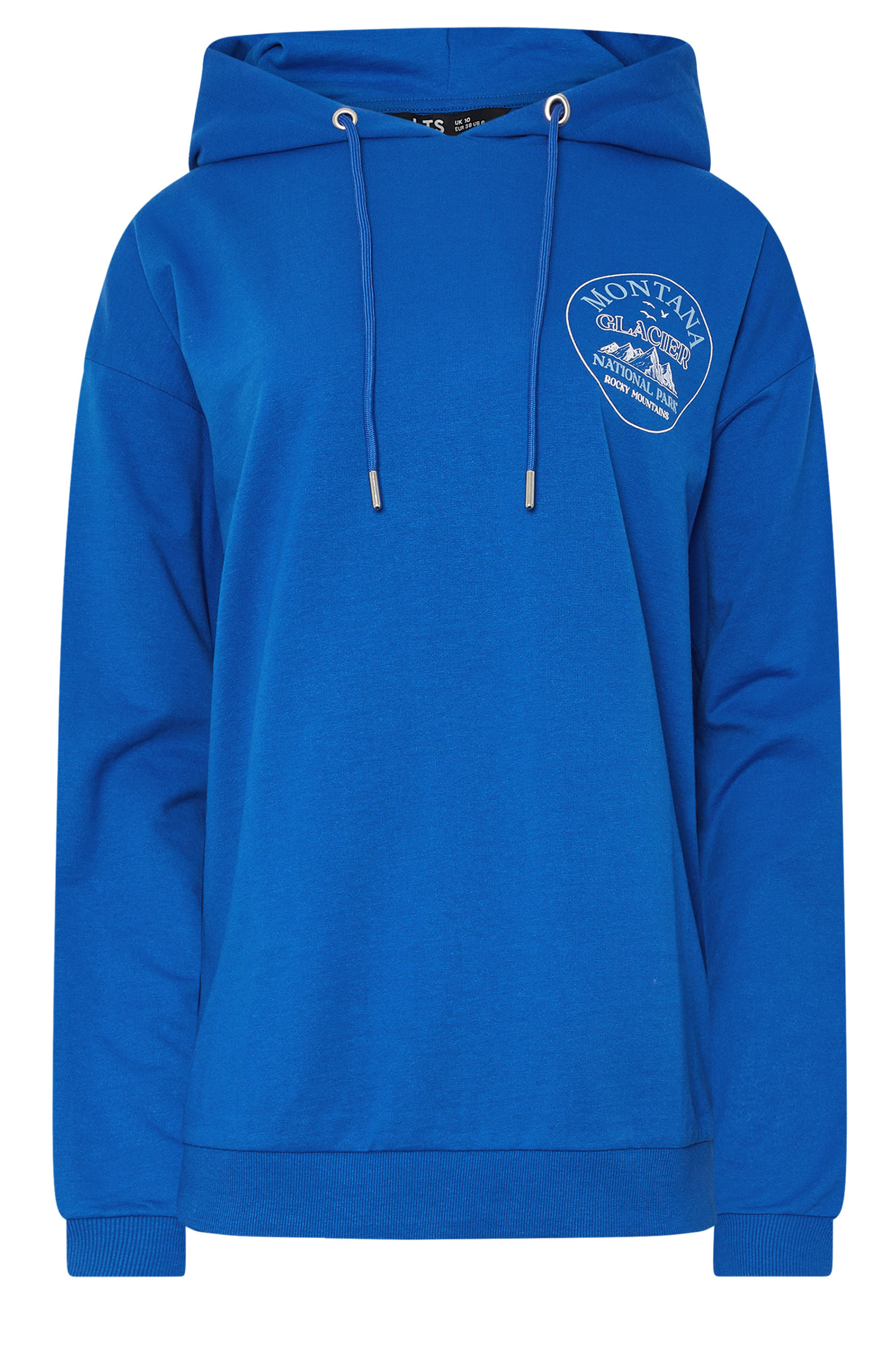 LTS Tall Blue 'Montana Glacier' Slogan Hoodie | Long Tall Sally 8