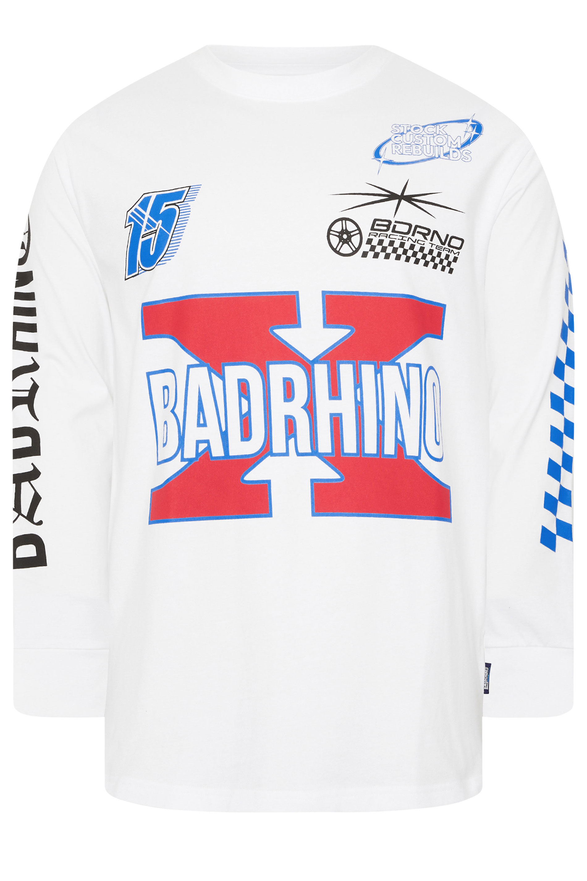 BadRhino Big & Tall White Long Sleeve Racing Graphic T-shirt | BadRhino 5