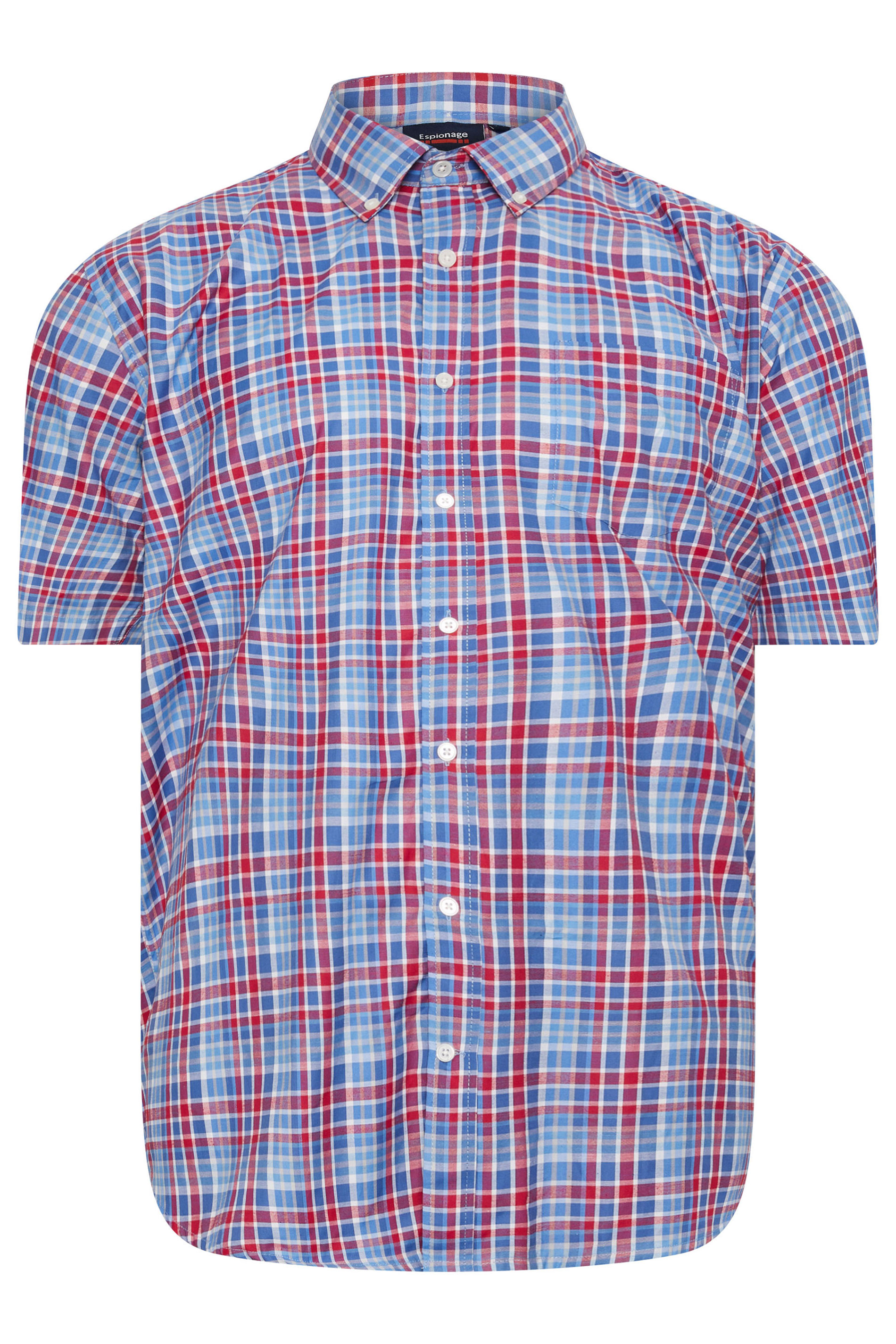 ESPIONAGE Big & Tall Blue & Red Check Shirt | BadRhino 3