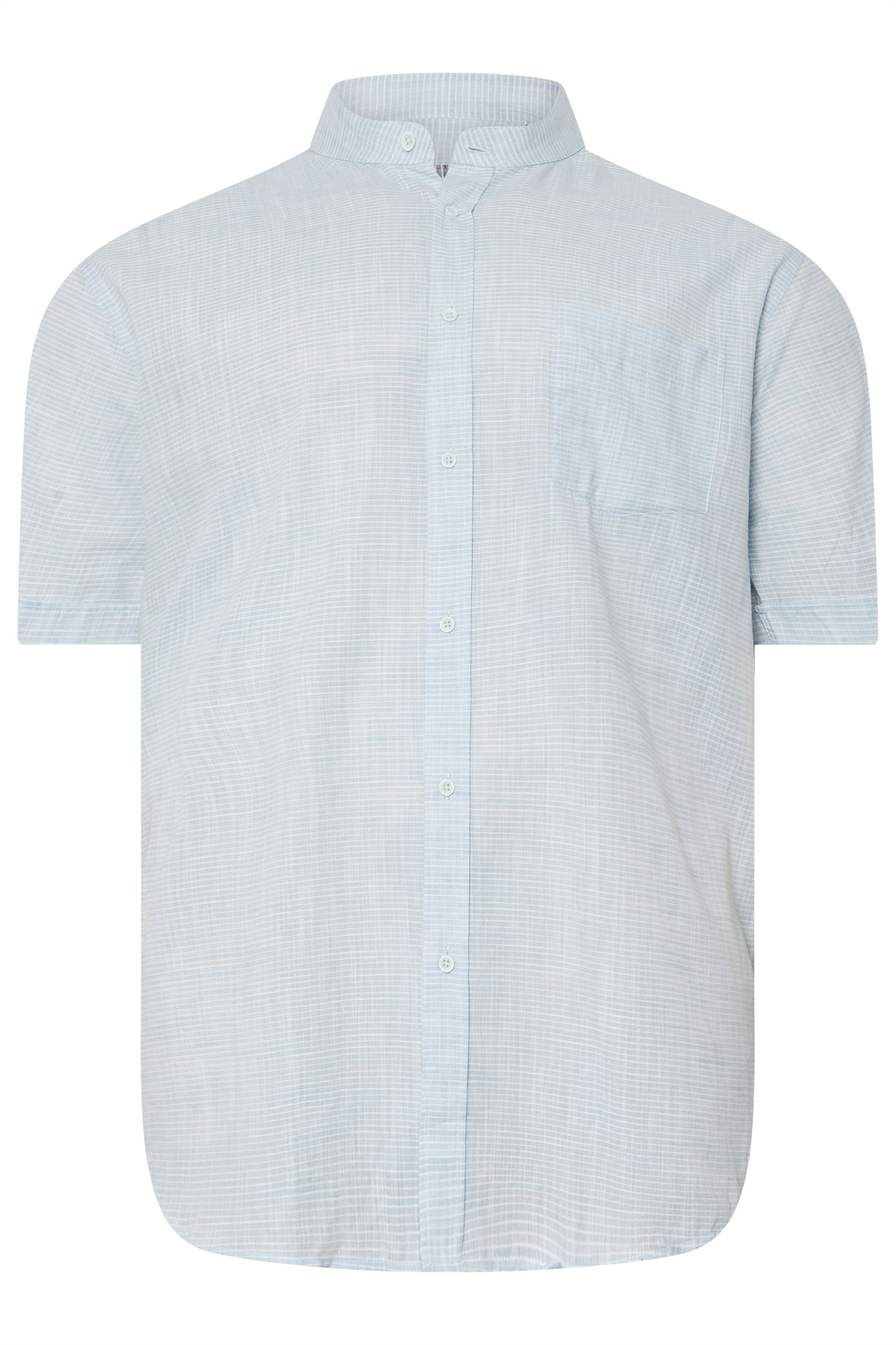 KAM Big & Tall Sky Blue Stripe Grandad Collar Shirt | BadRhino 3