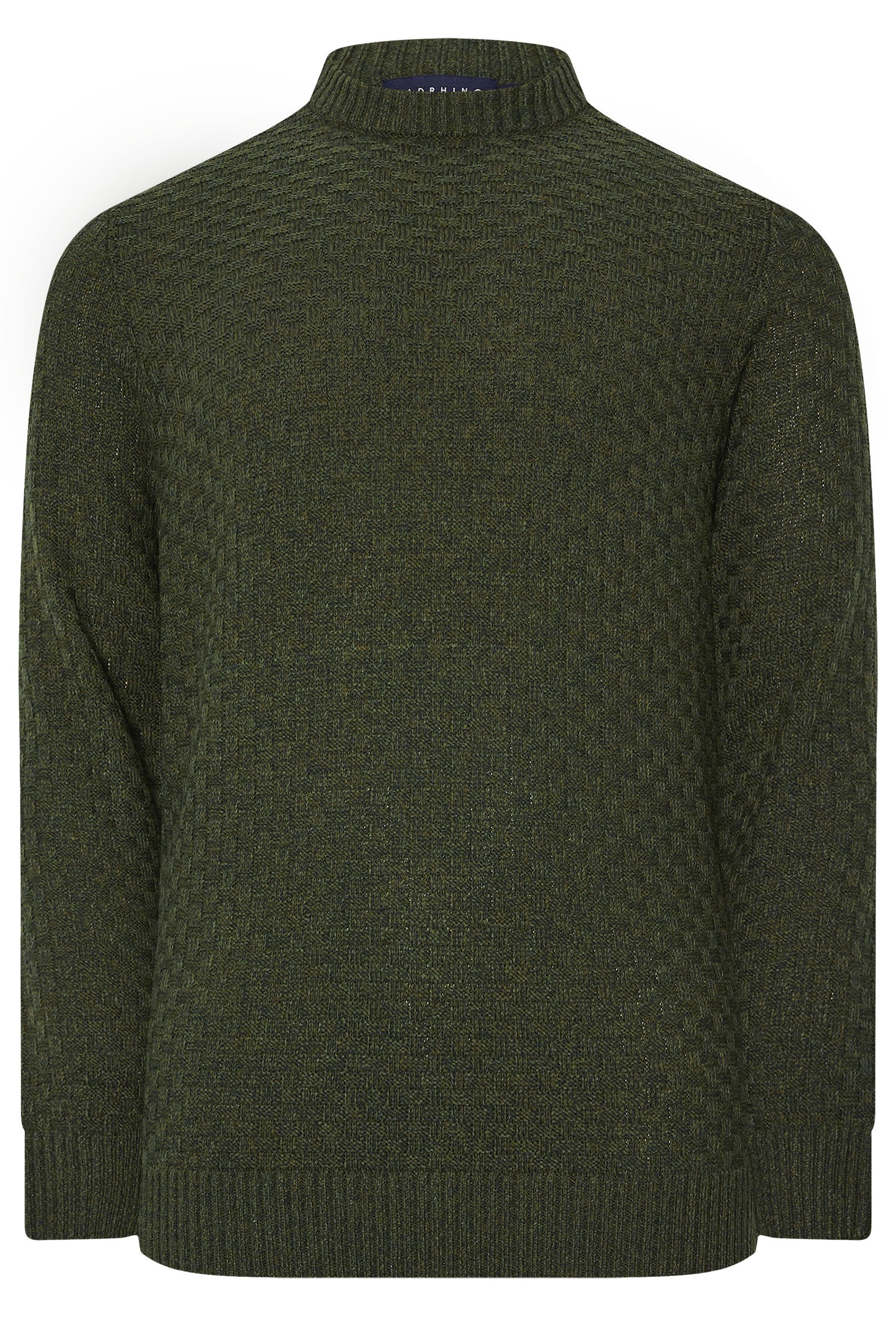 BadRhino Big & Tall Dark Green Textured Crew Neck Knitted Jumper | BadRhino 7