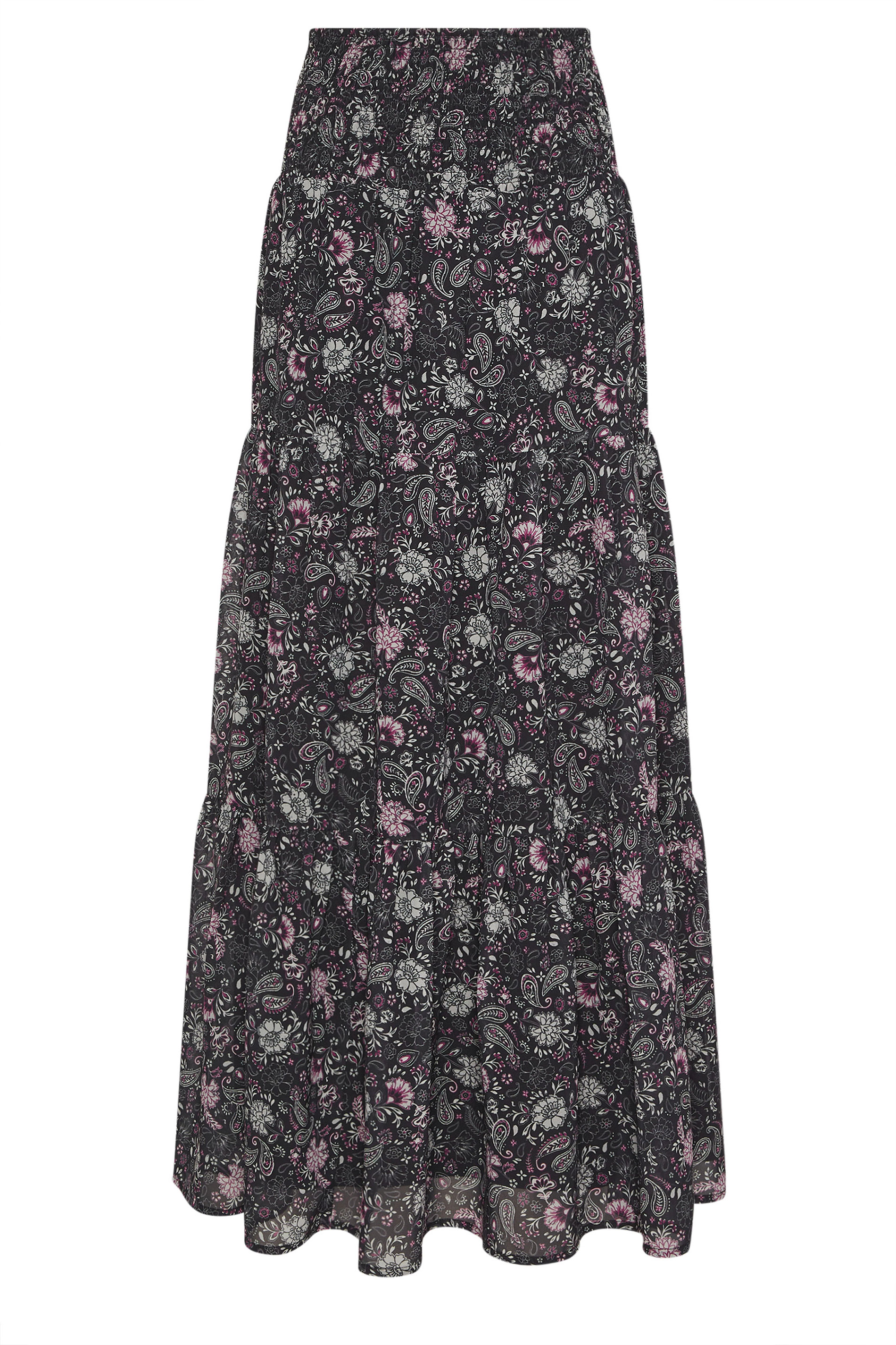 LTS Tall Black Chiffon Paisley Tiered Maxi Skirt | Long Tall Sally 5