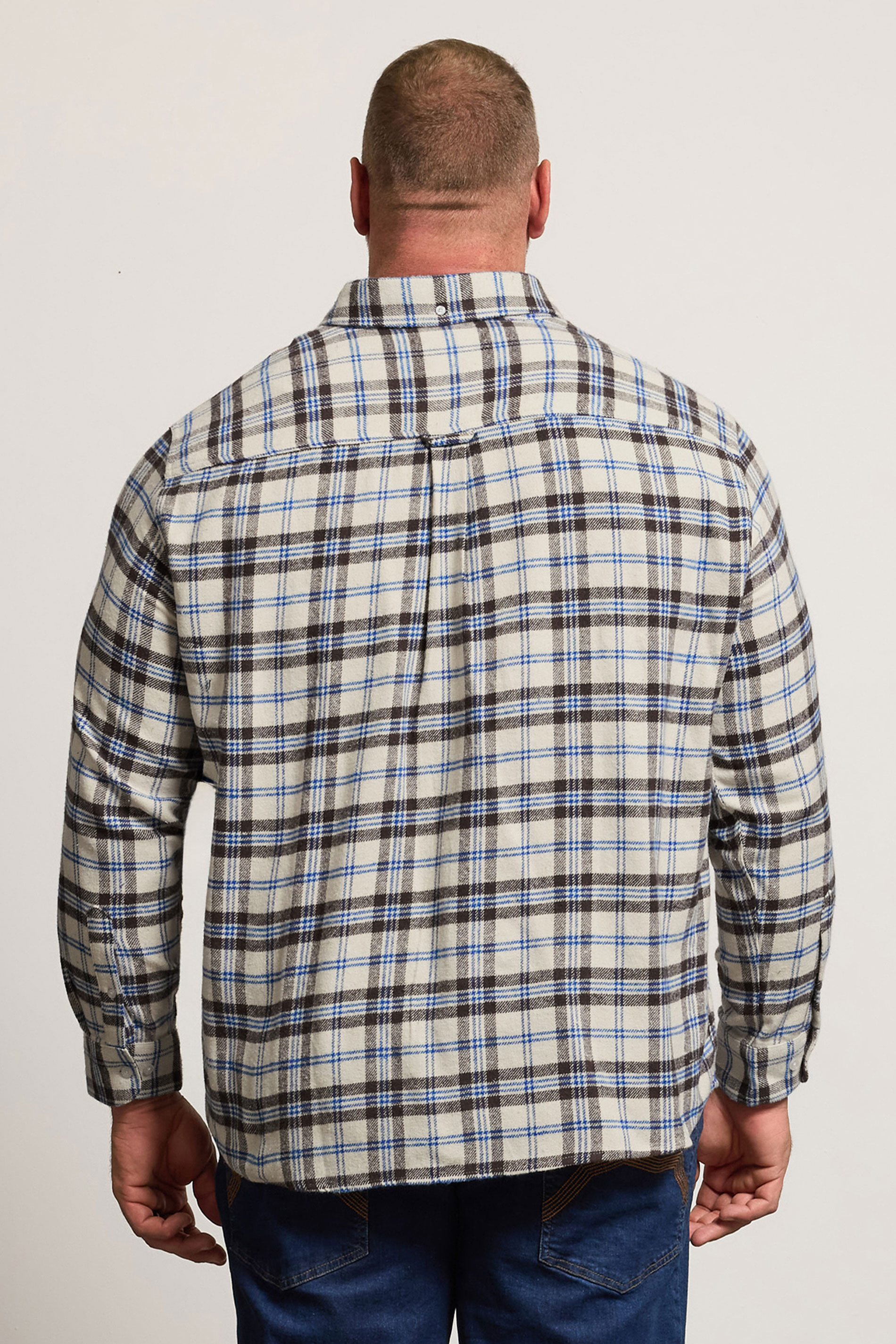 BadRhino Big & Tall Brown & Blue Brushed Checked Shirt | BadRhino 3