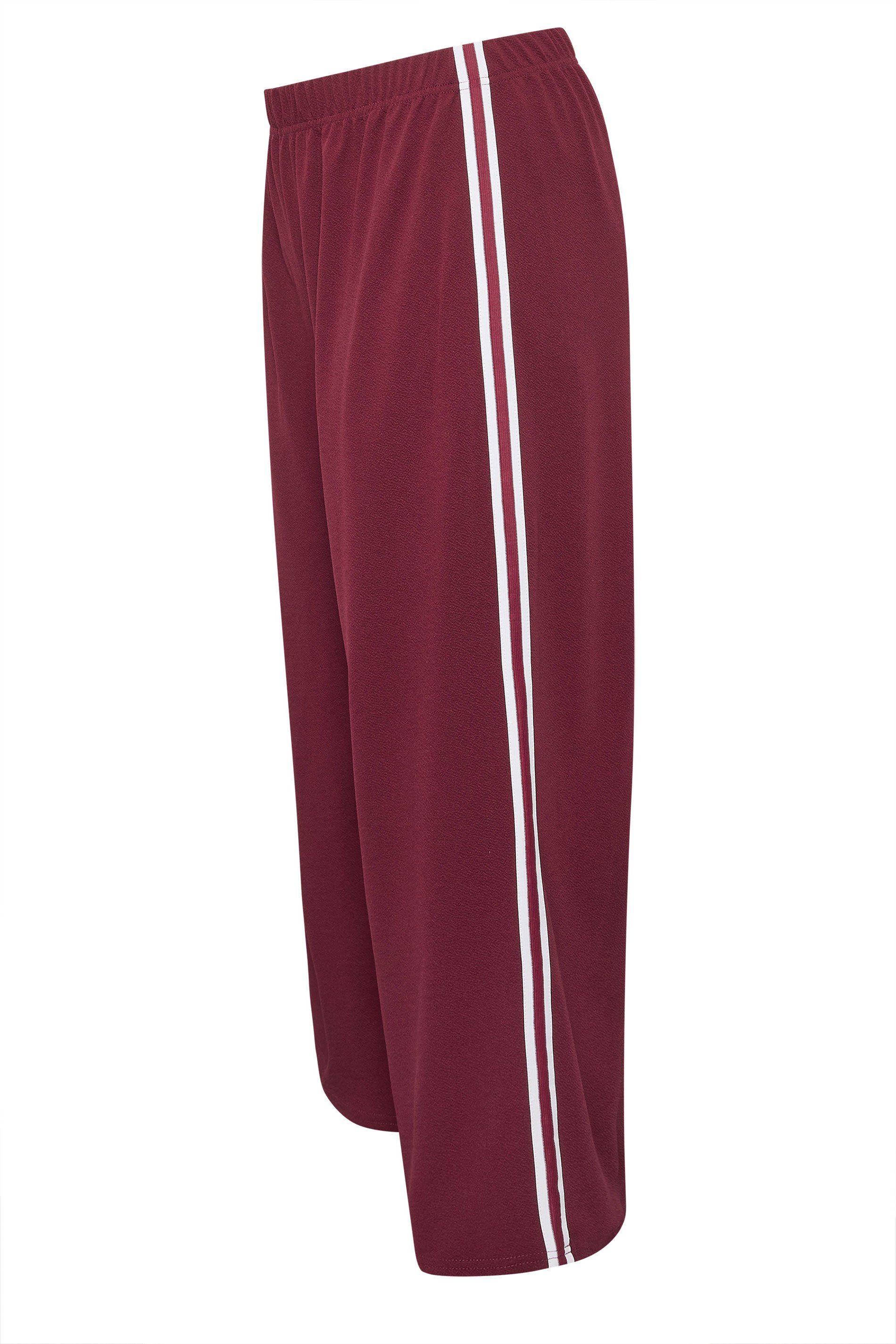 LIMITED COLLECTION Plus Size Burgundy Red Side Stripe Wide Leg Trousers | Yours Clothing 2