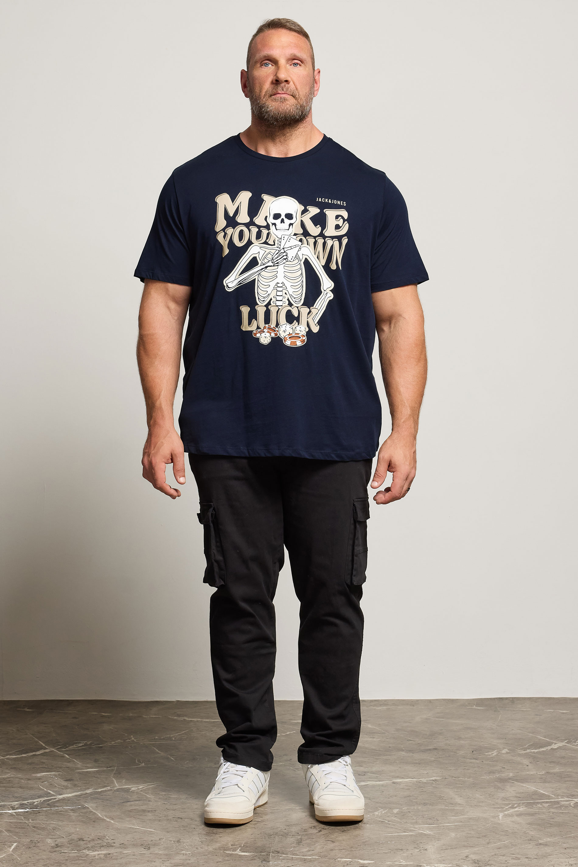 JACK & JONES Big & Tall Sky-Captain Blue Casino Graphic T-Shirt | BadRhino 2