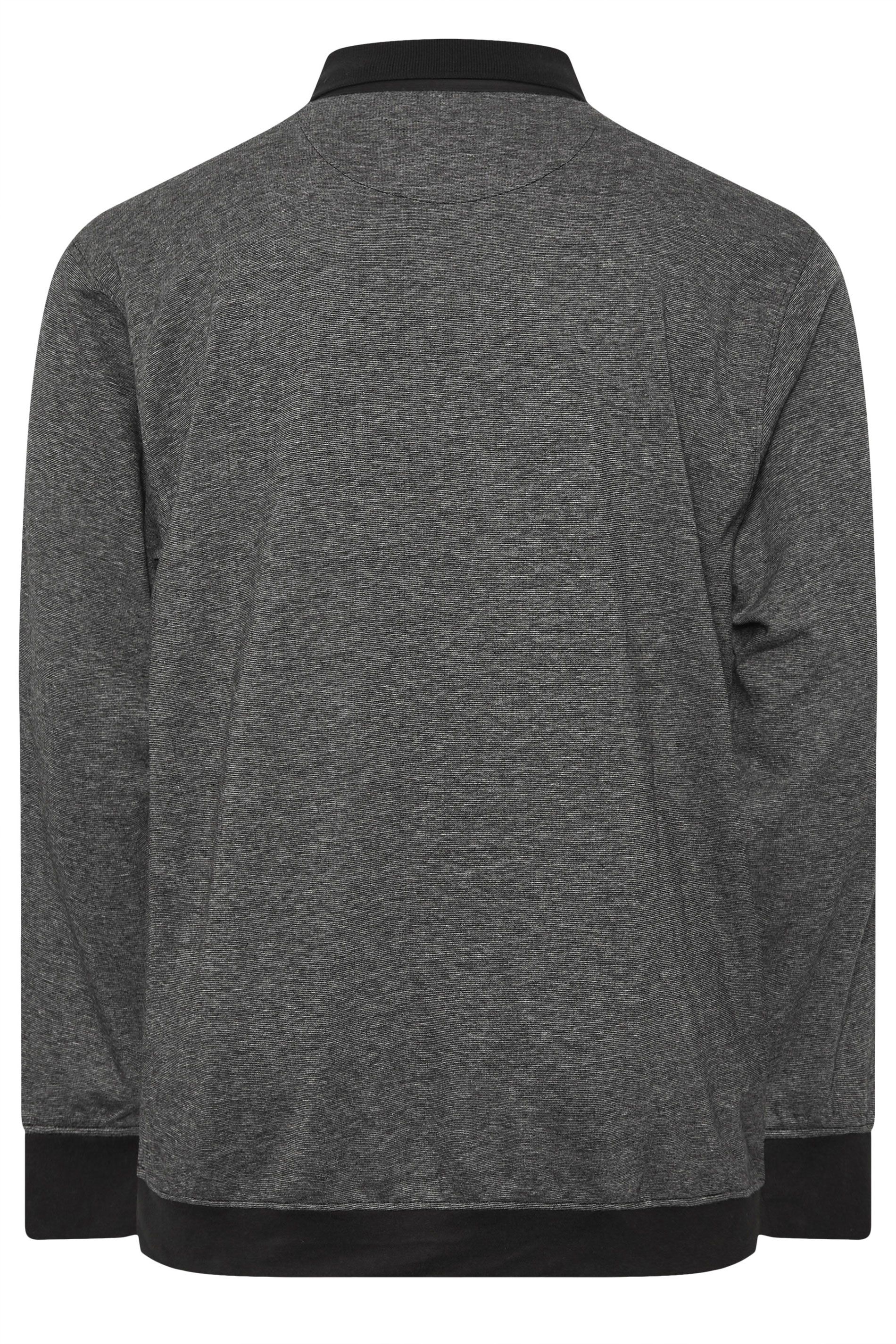 KAM Big & Tall Grey Sweat Long Sleeve Polo Shirt | BadRhino 4