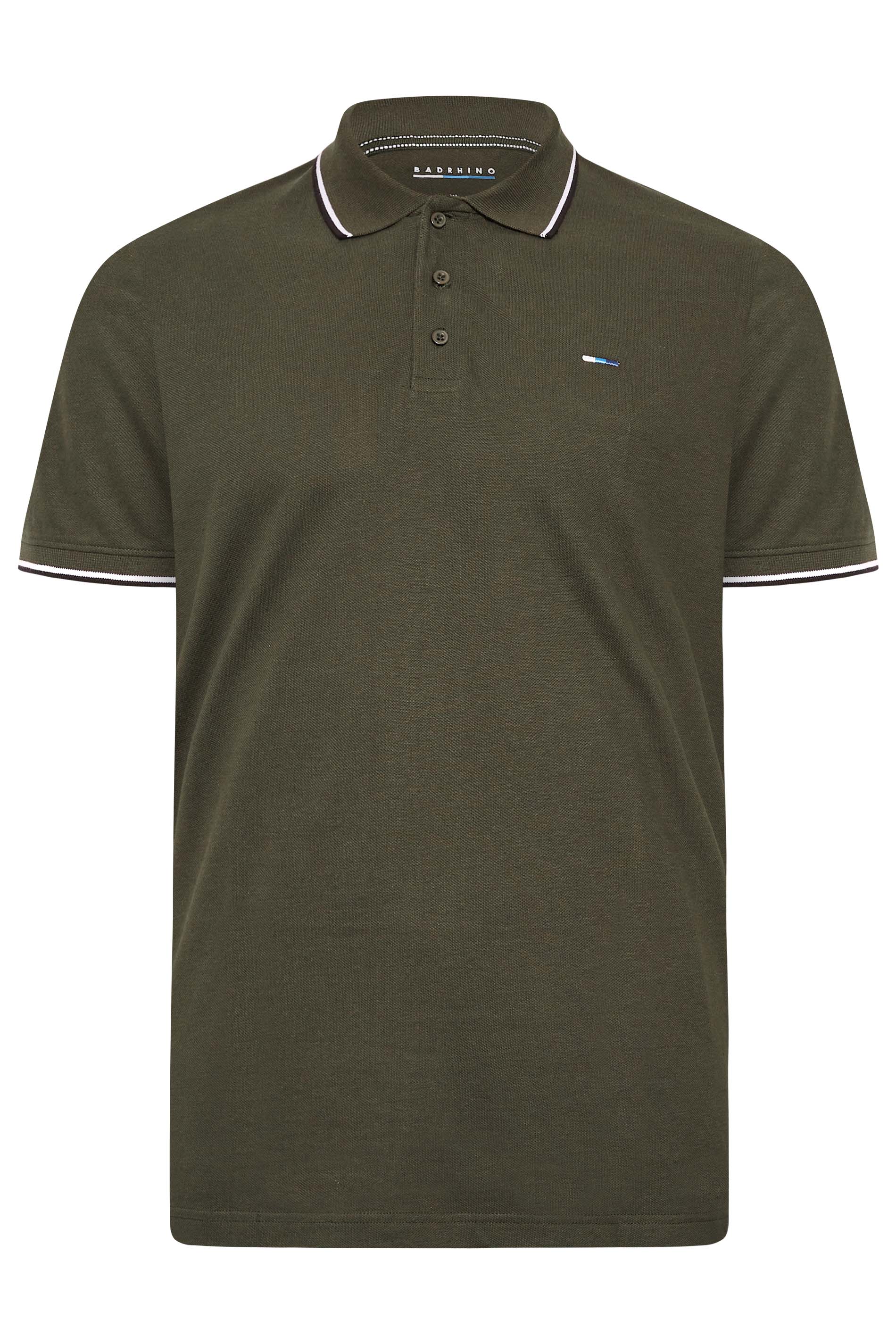 BadRhino Big & Tall Forest Green Essential Tipped Polo Shirt | BadRhino 3