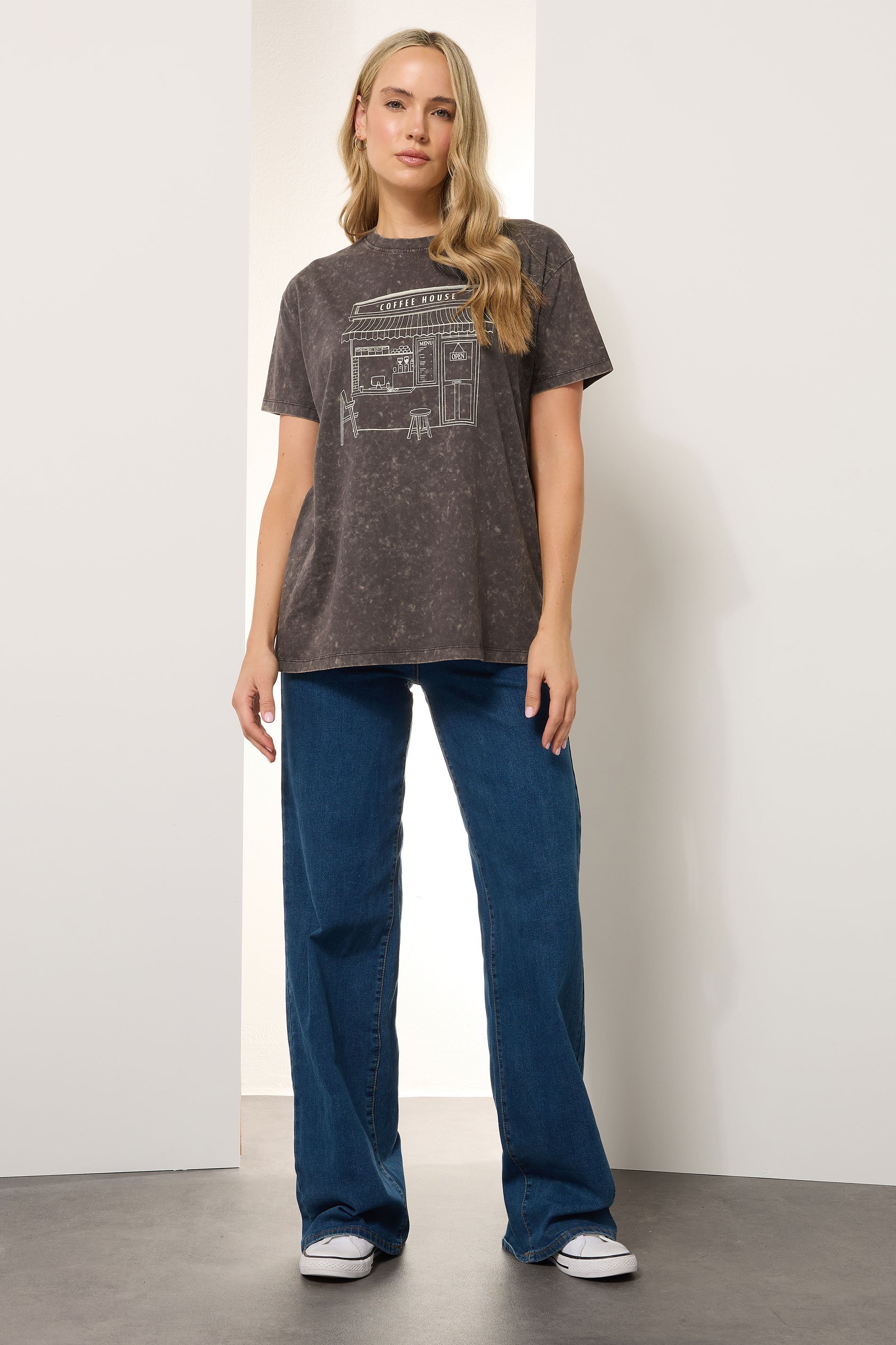 LTS Tall Brown Washed Coffee Graphic T-Shirt | Long Tall Sally 3