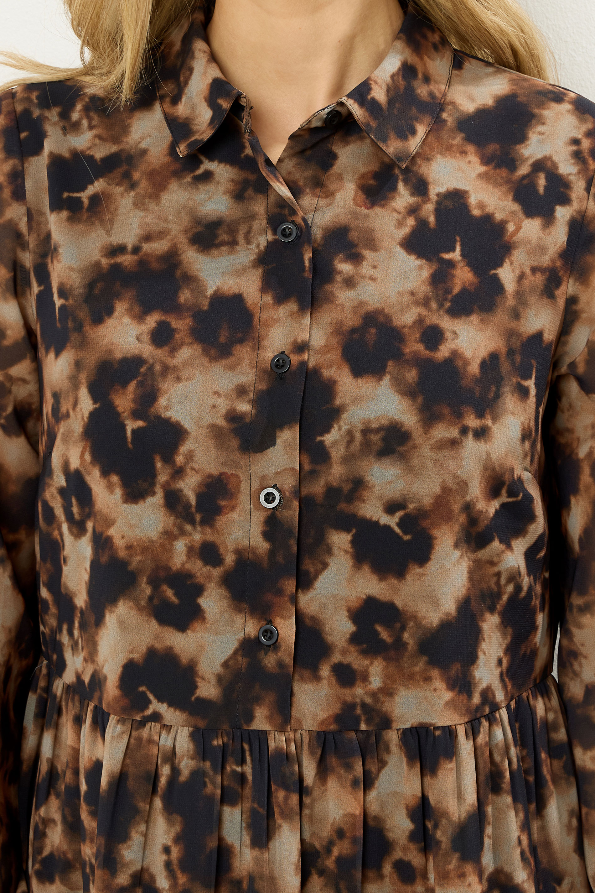 LTS Tall Brown Marble Sheer Tiered Dress | Long Tall Sally 5