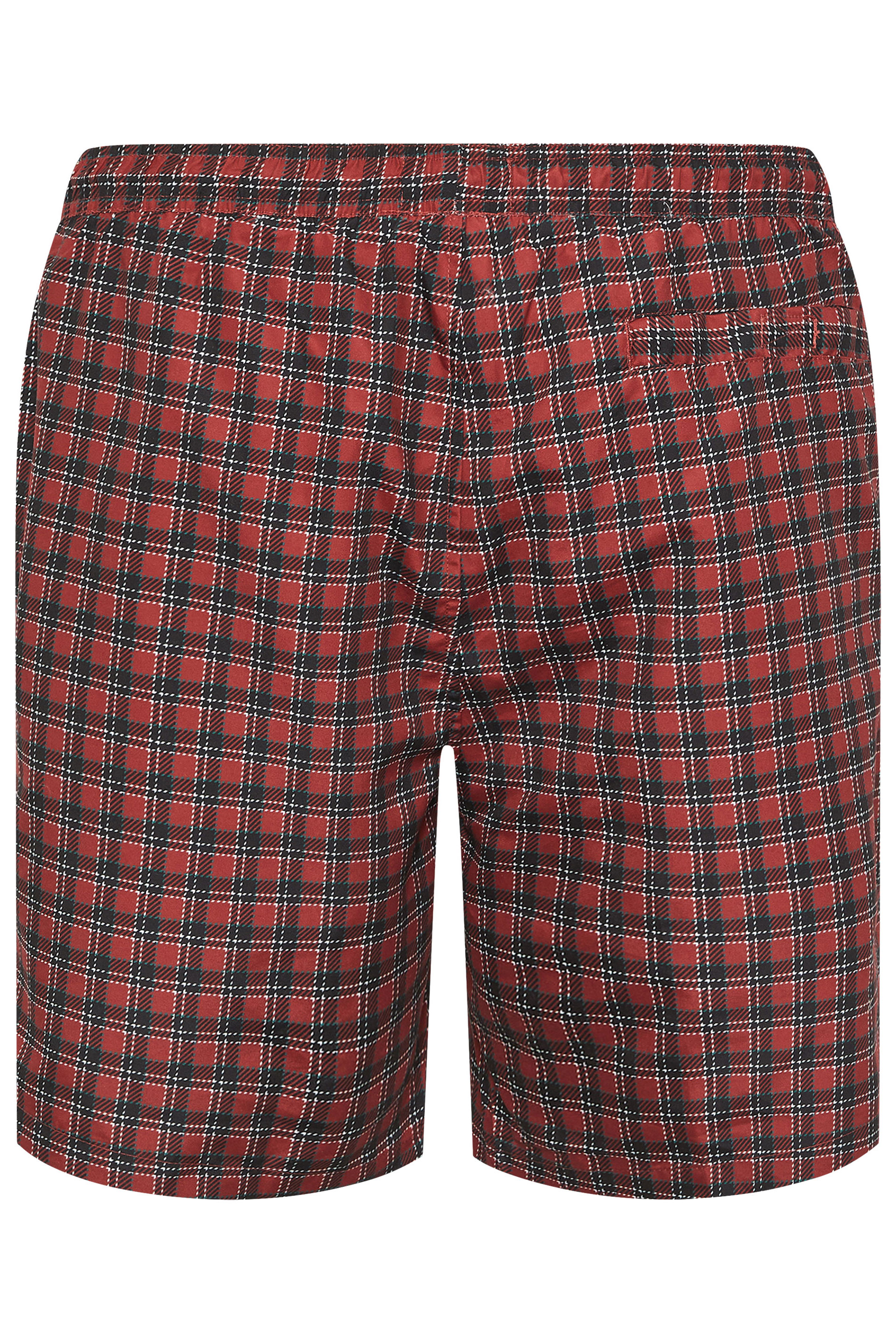 BadRhino Big & Tall Red & Black Tartan Swim Shorts | BadRhino 8