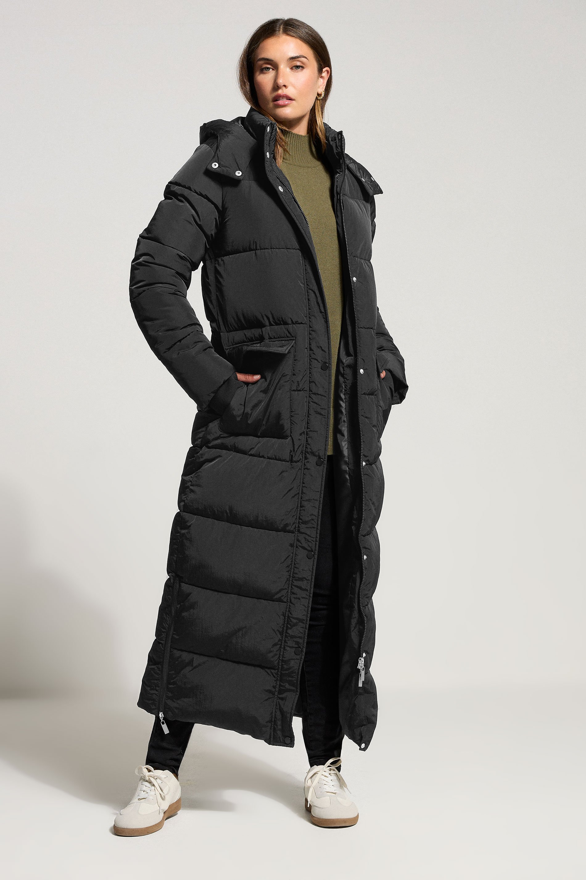 LTS Tall Black Padded Longline Maxi Coat | Long Tall Sally 1