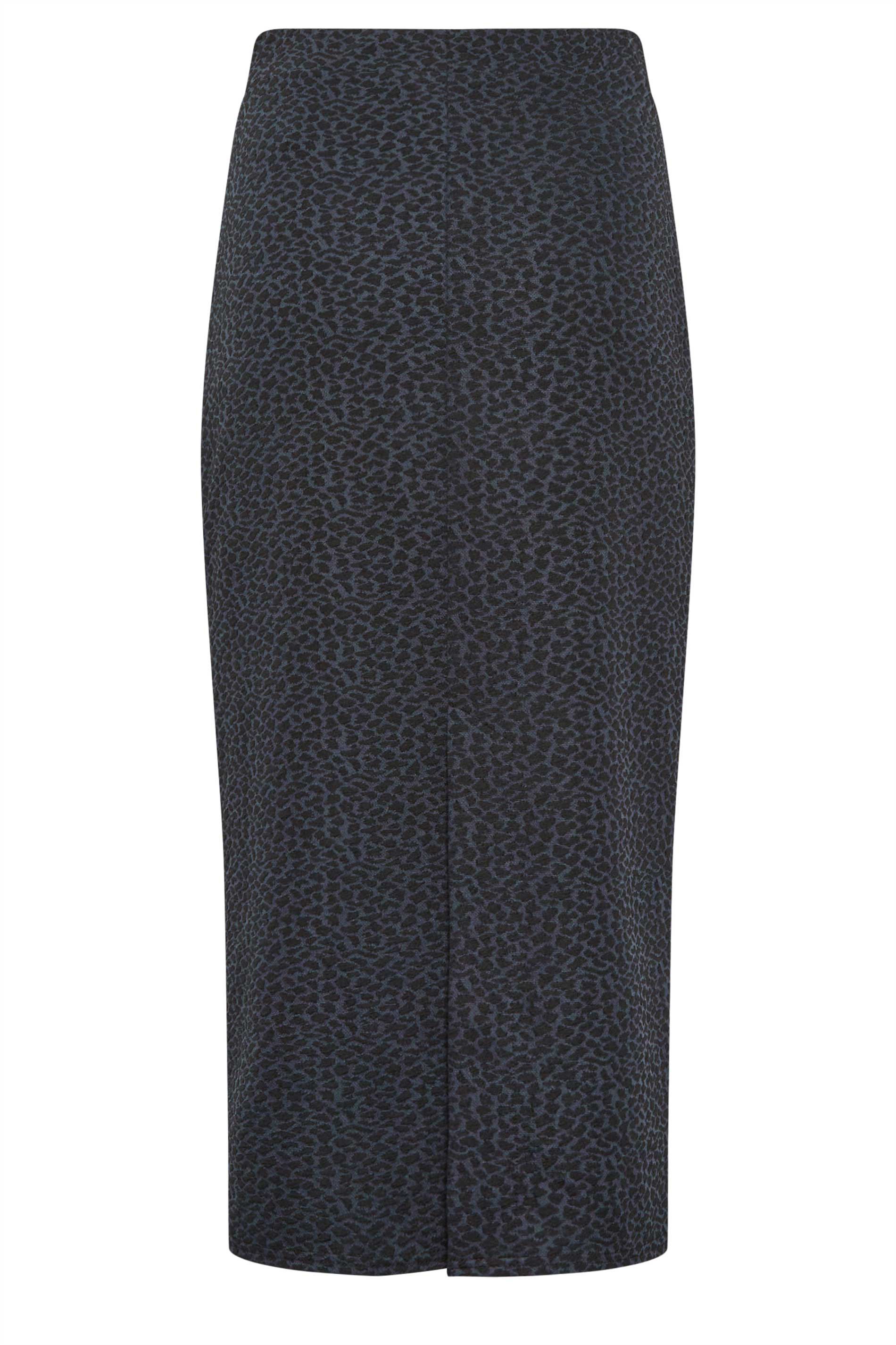 LTS Tall Charcoal Grey Leopard Print Tube Skirt | Long Tall