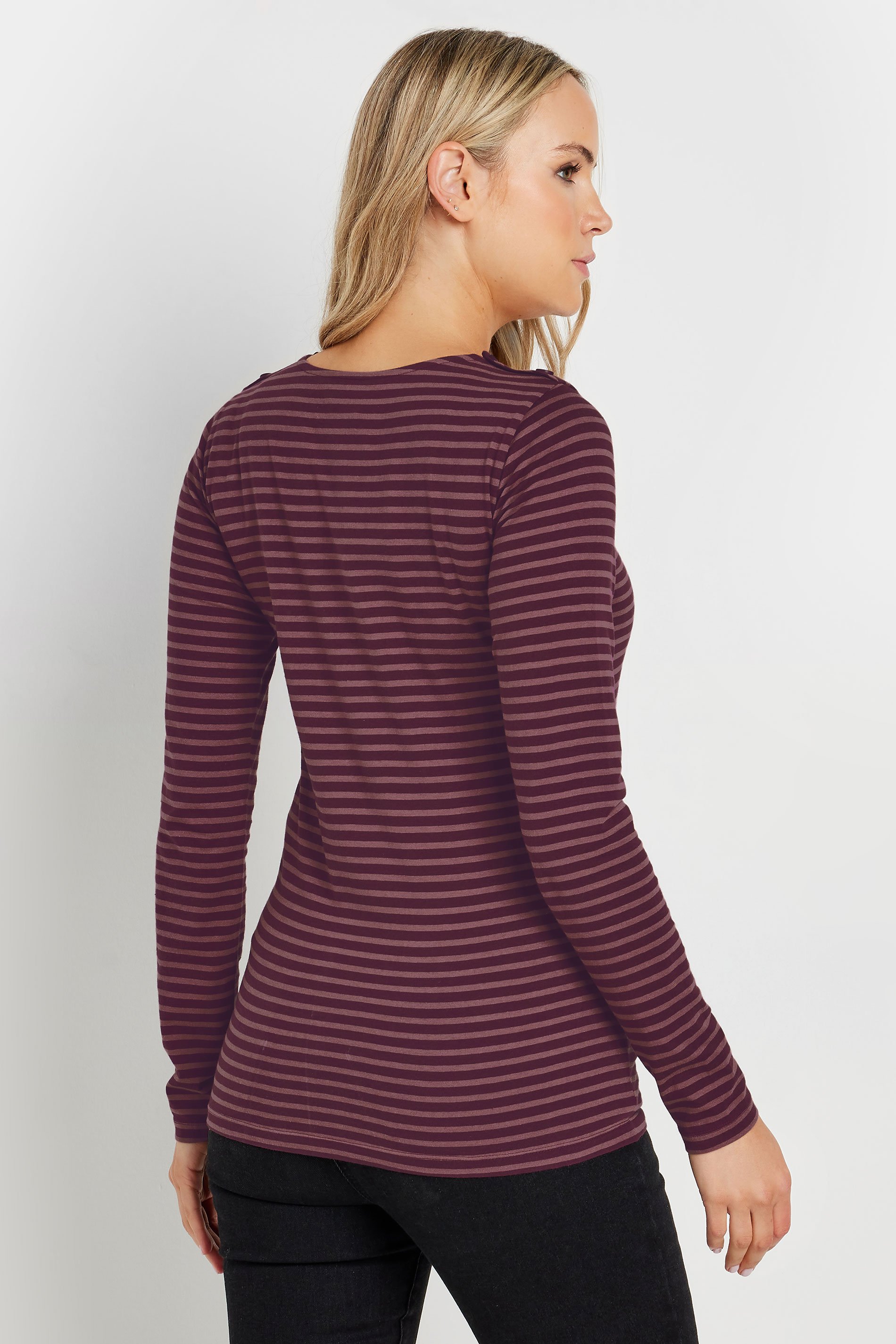 LTS Tall Burgundy Red Striped Long Sleeve Top | Long Tall Sally 3