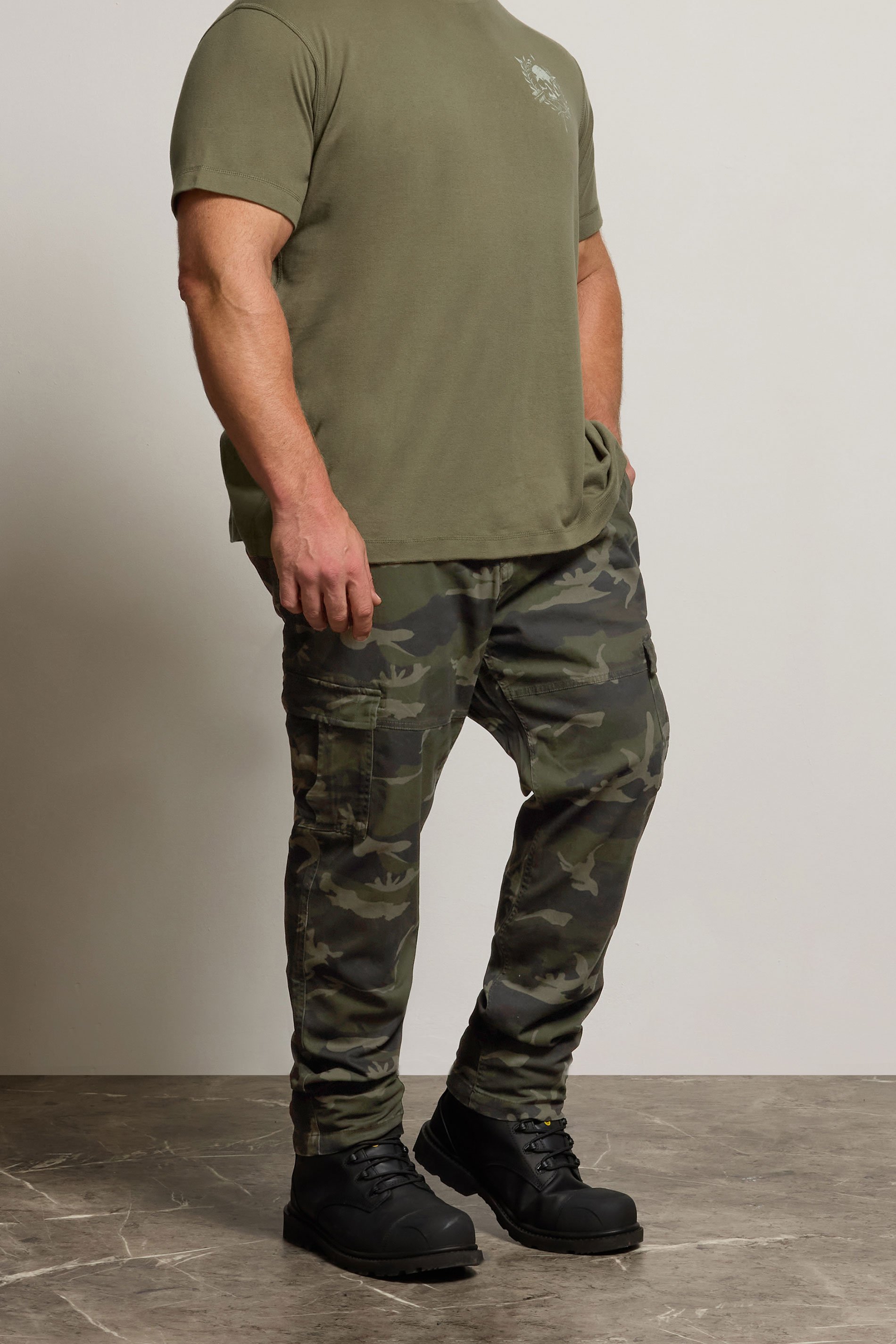 BadRhino Big & Tall Green Camo Print Cargo Trousers | BadRhino 2