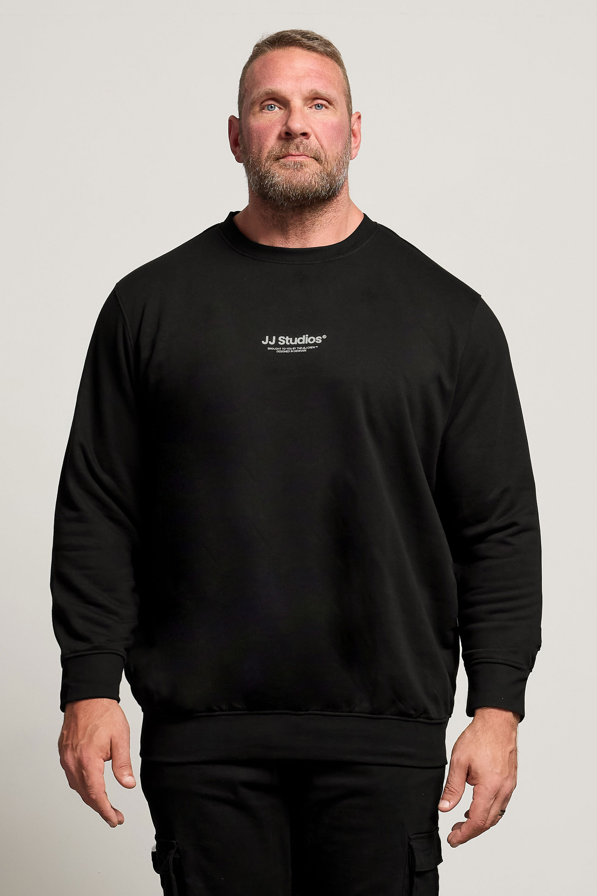 JACK & JONES Big & Tall Black JJ Studios Sweatshirt | BadRhino 1