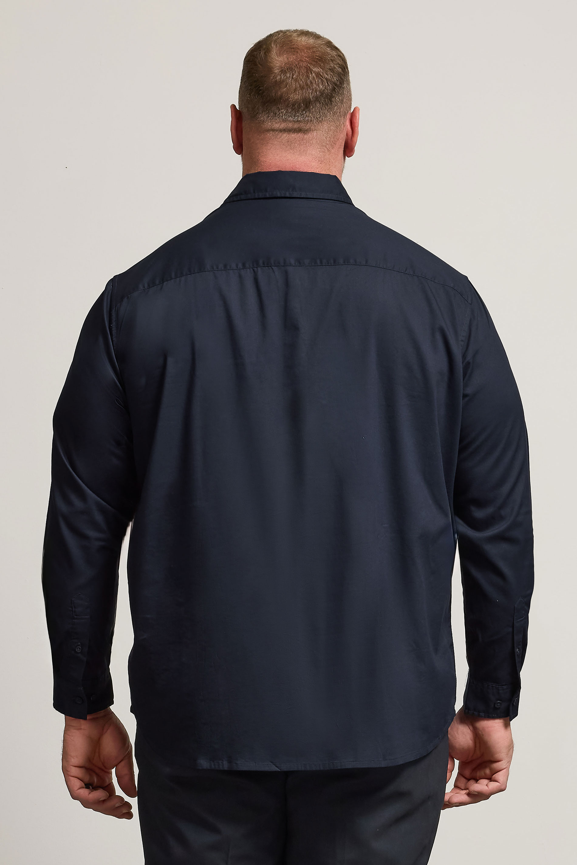 BadRhino Big & Tall Navy Blue Stretch Long Sleeve Shirt | BadRhino 3