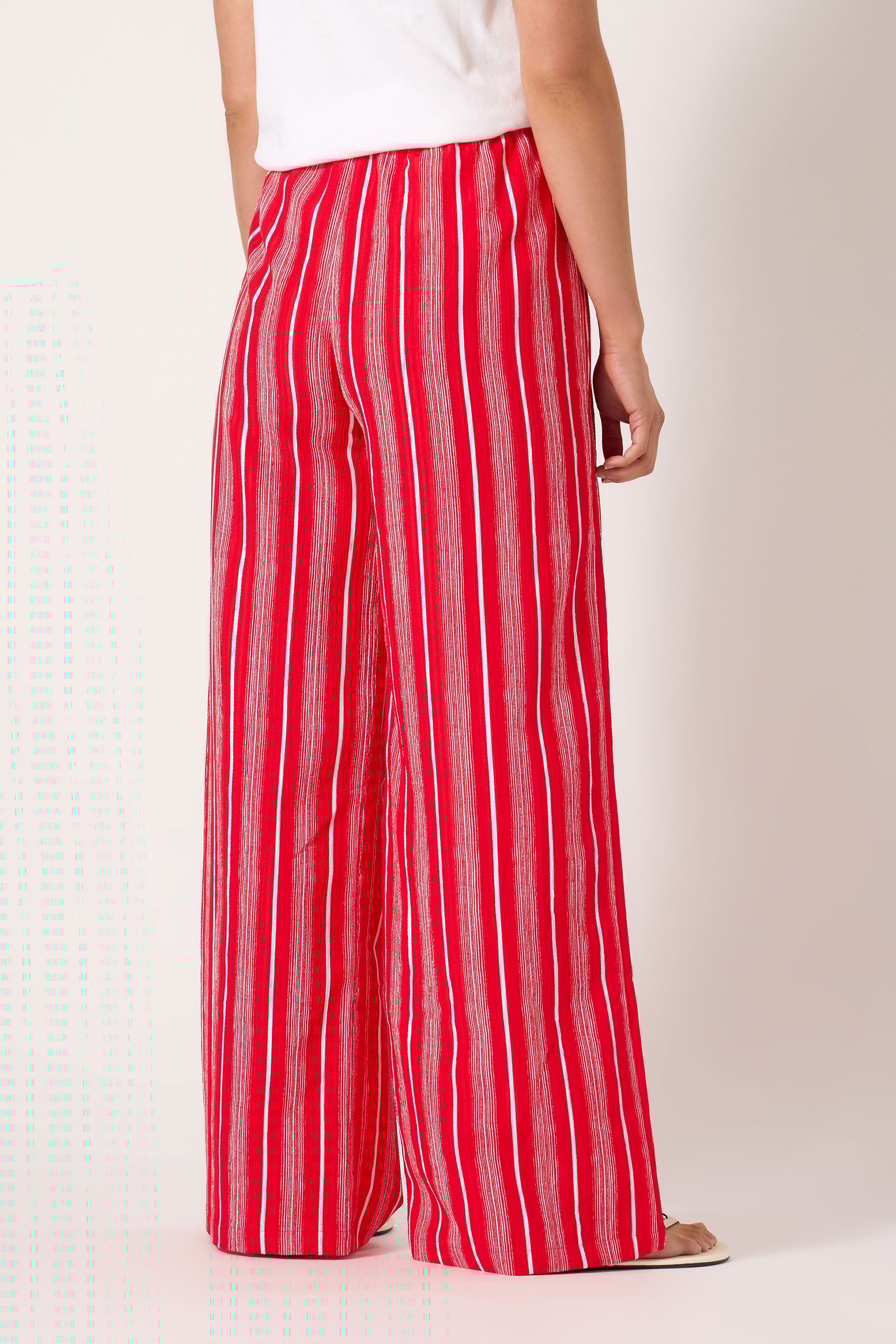 LTS Tall Red Stripe Print Wide Leg Trousers | Long Tall Sally 3