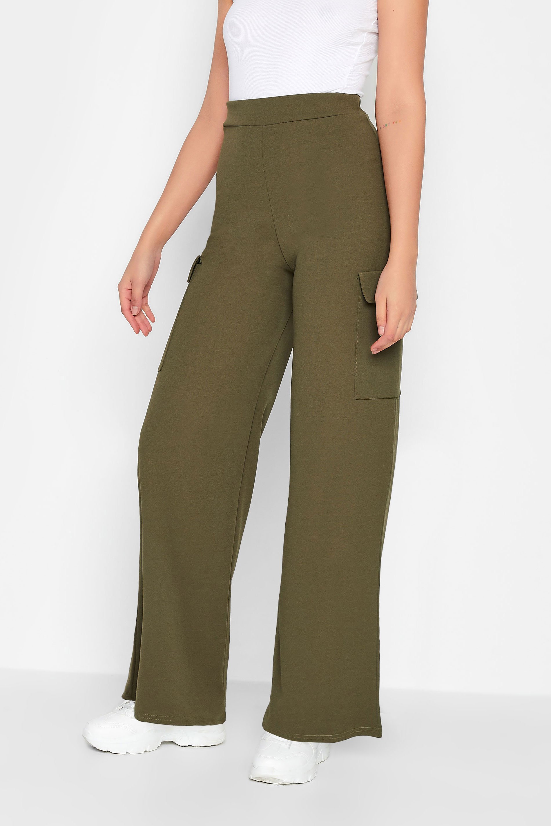 Tall Khaki Basic Flare Leg Pants, Tall