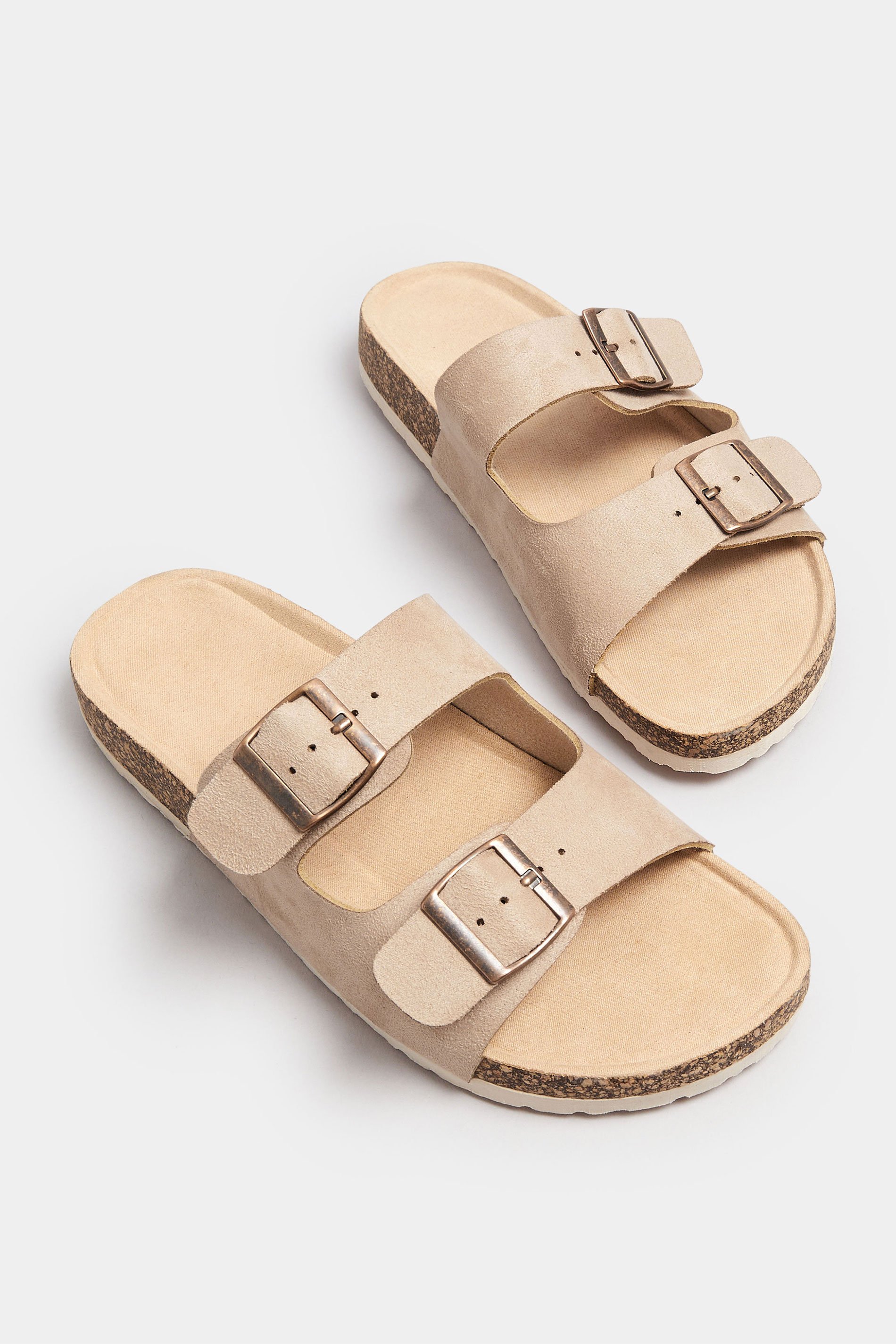 Natural Brown Faux Suede Buckle Strap Sandals In Extra Wide EEE Fit | Yours Clothing 5