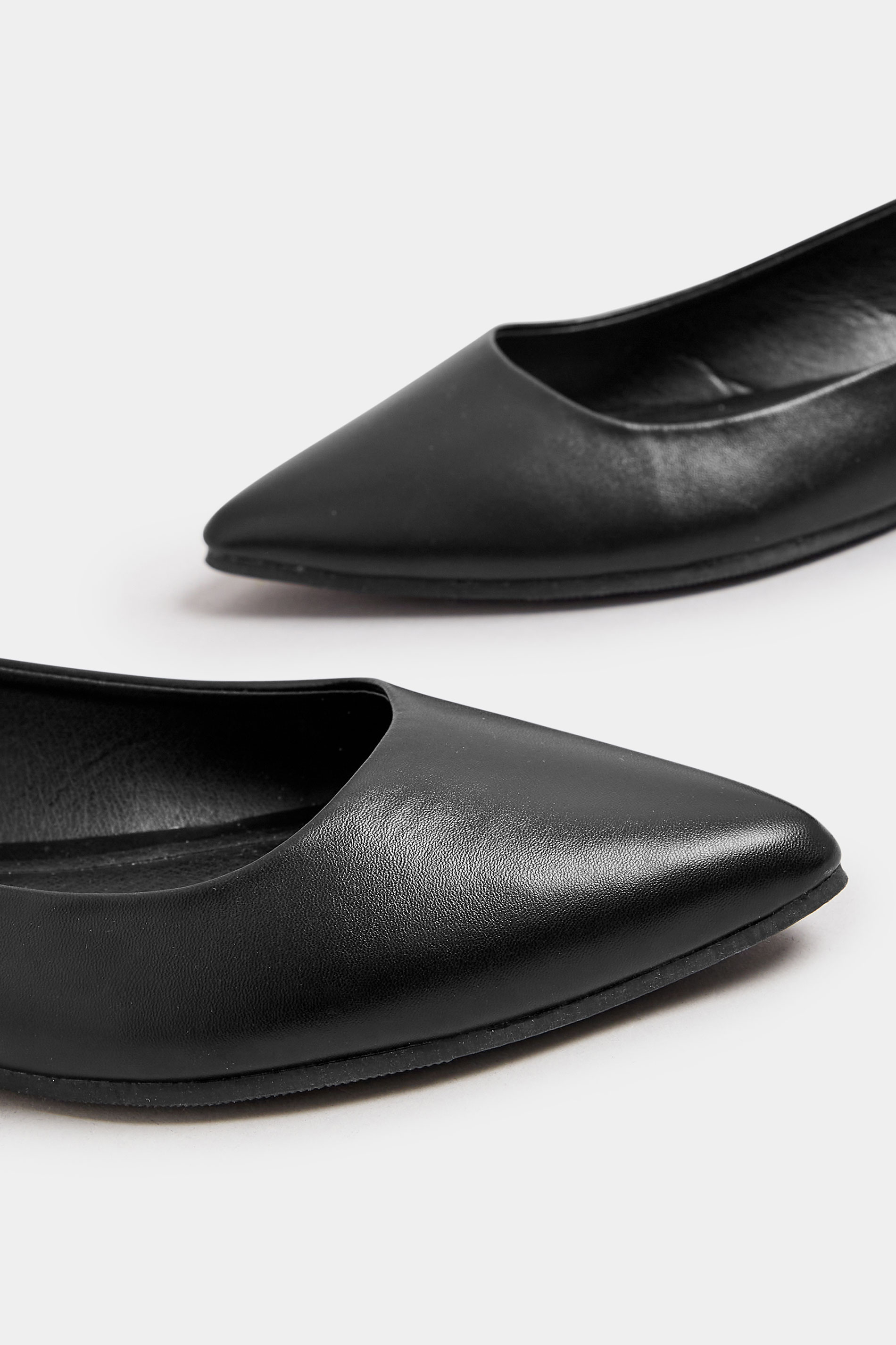 Black Pointed Ballet Pumps In Wide E & Extra Wide EEE Fit | Yours Clothing 6