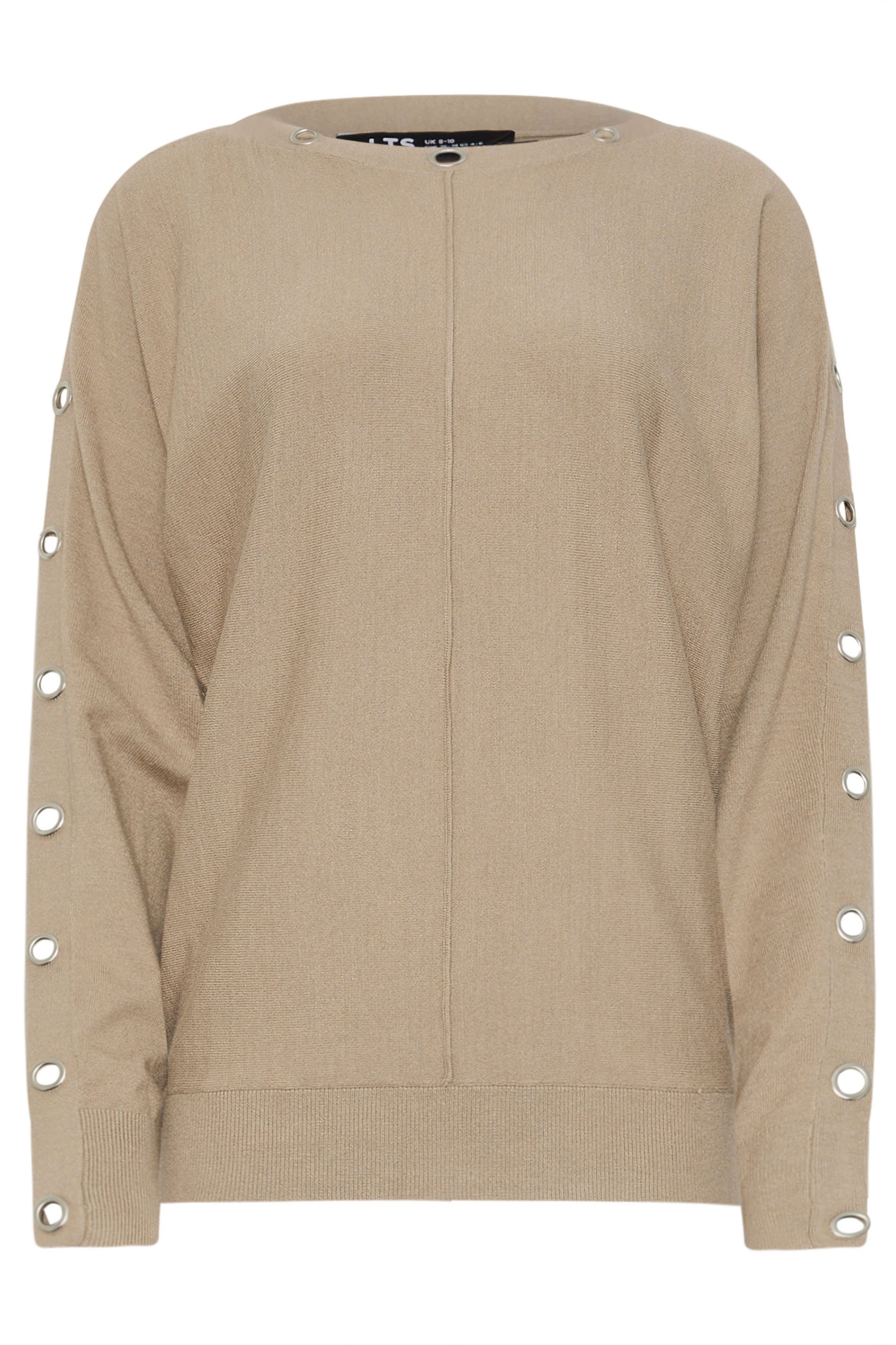 LTS Tall Women's Beige Brown Eyelet Sleeve Jumper | Long Tall Sally 5