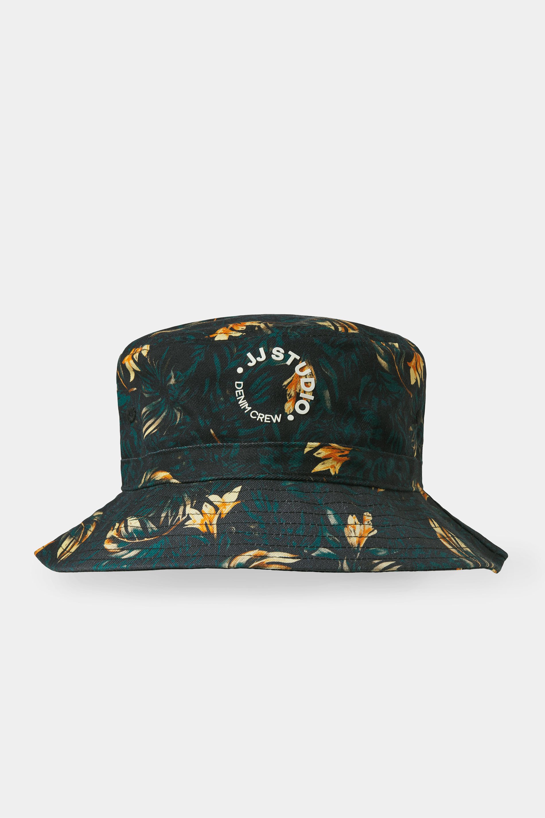 JACK & JONES Big & Tall Black Floral Bucket Hat | BadRhino 1
