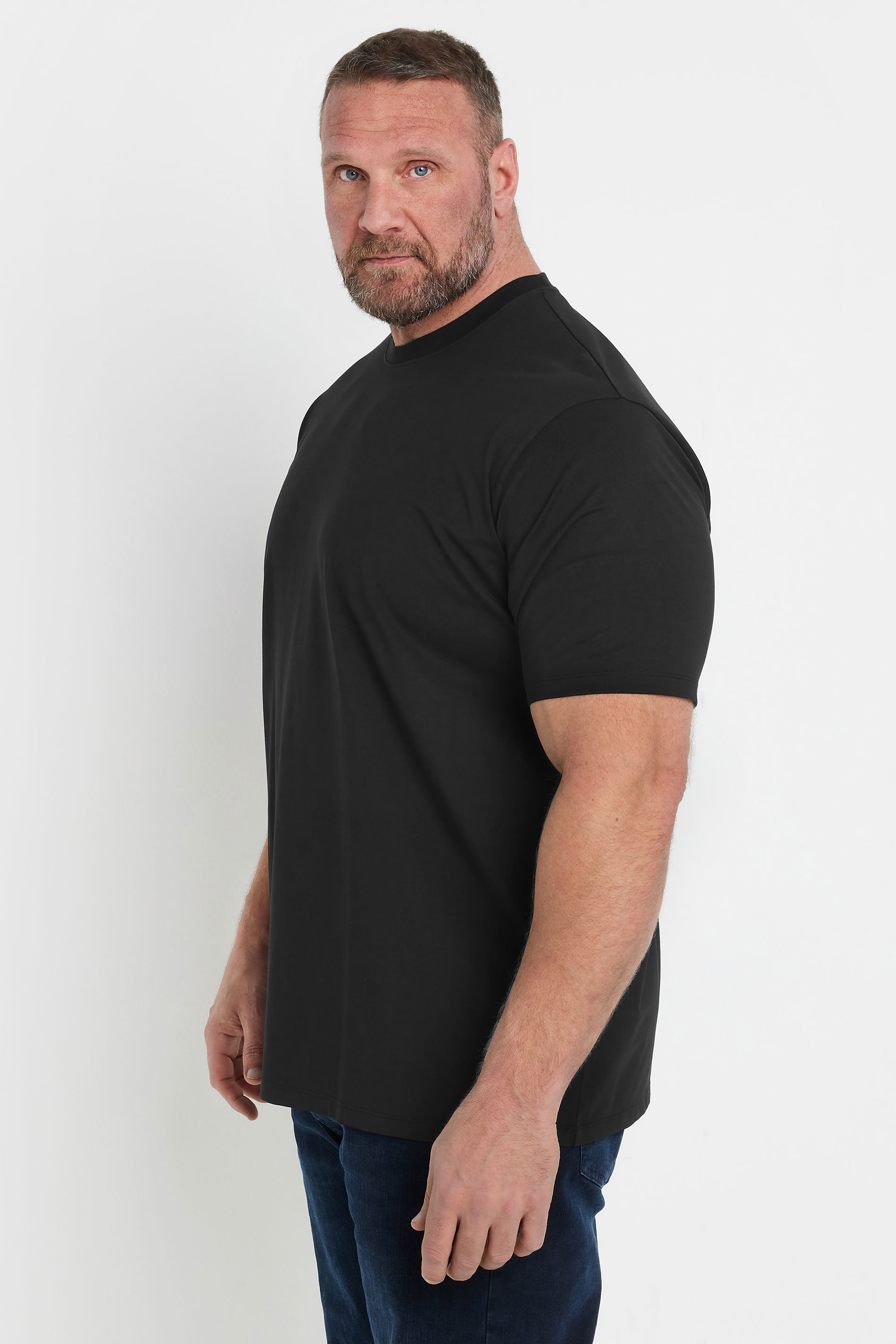 BadRhino Big & Tall Black Soft Touch Relaxed Fit T-Shirt | BadRhino 3