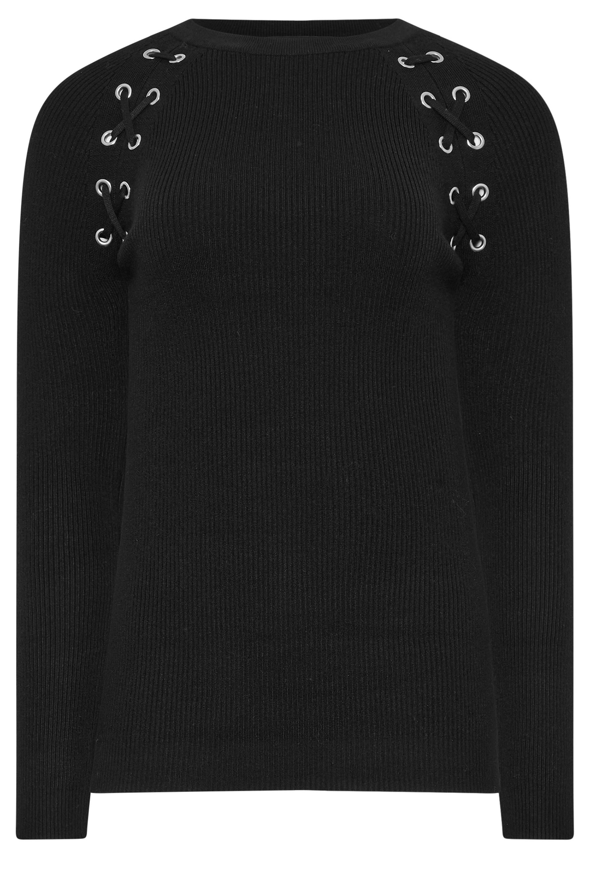 LTS Tall Black Eyelet Detail Jumper | Long Tall Sally 5