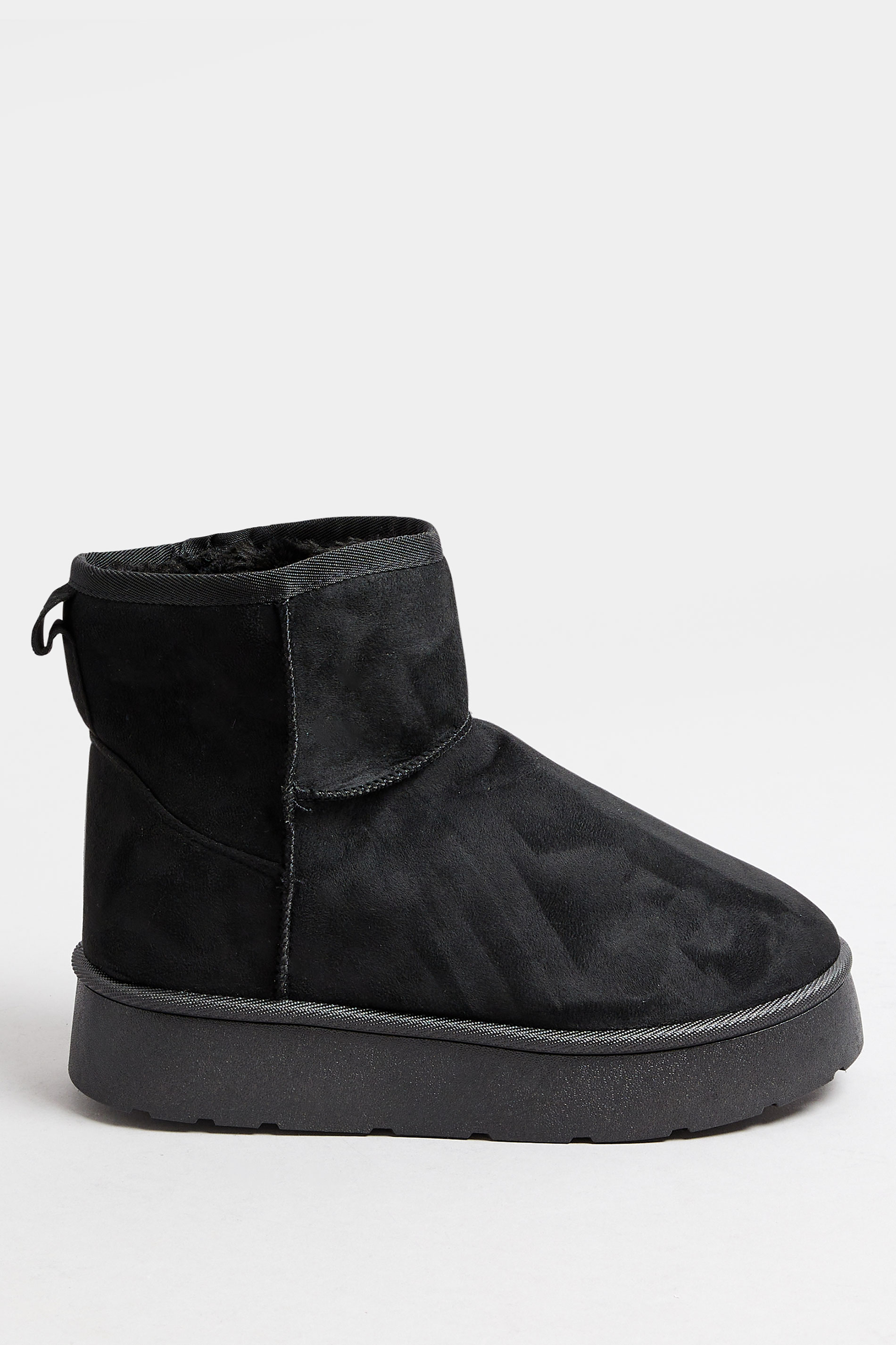 Black Faux Fur Lined Platform Boots In Wide E Fit | Yours Clothing 3