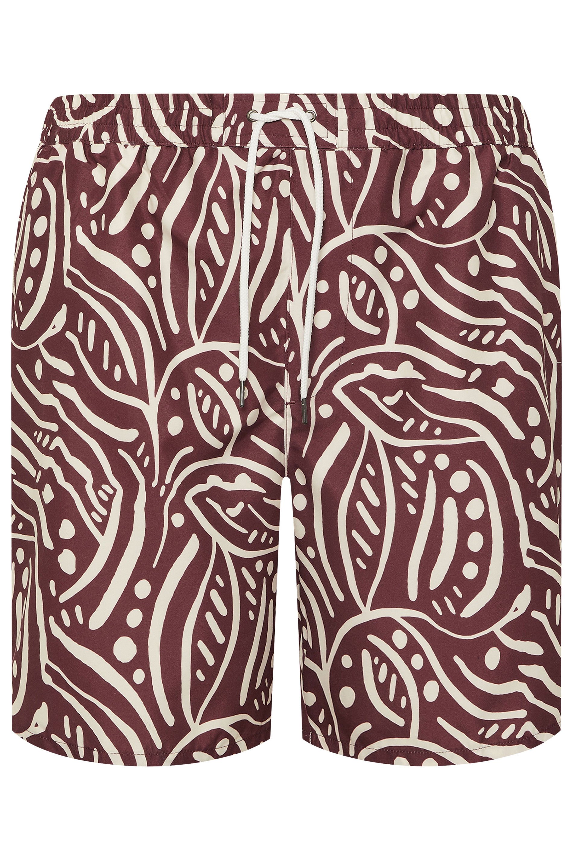 BadRhino Big & Tall Burgundy Red Abstract Print Swim Shorts | BadRhino 6