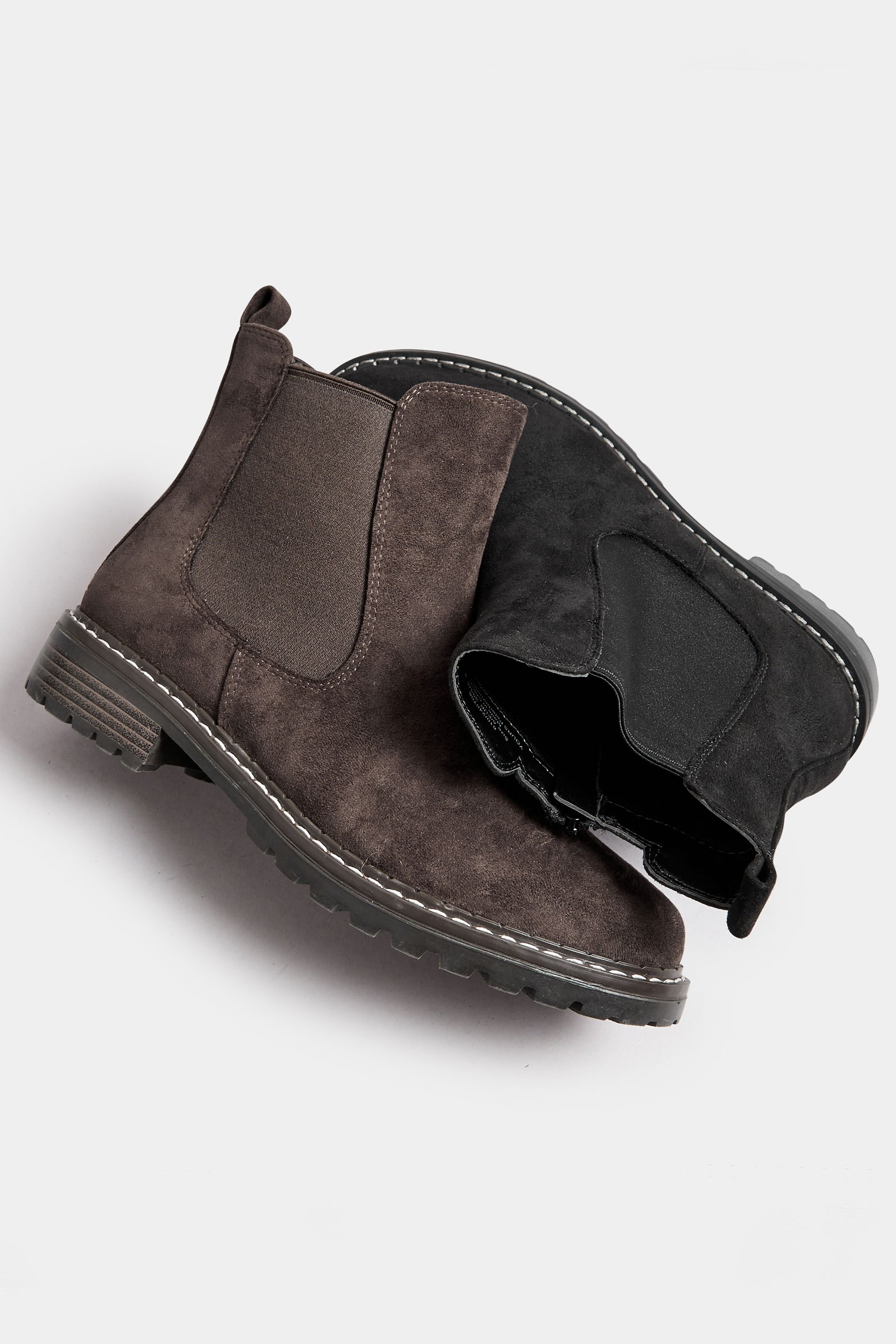 Brown Faux Suede Chelsea Boots In Wide E & Extra Wide EEE Fit | Yours Clothing 5