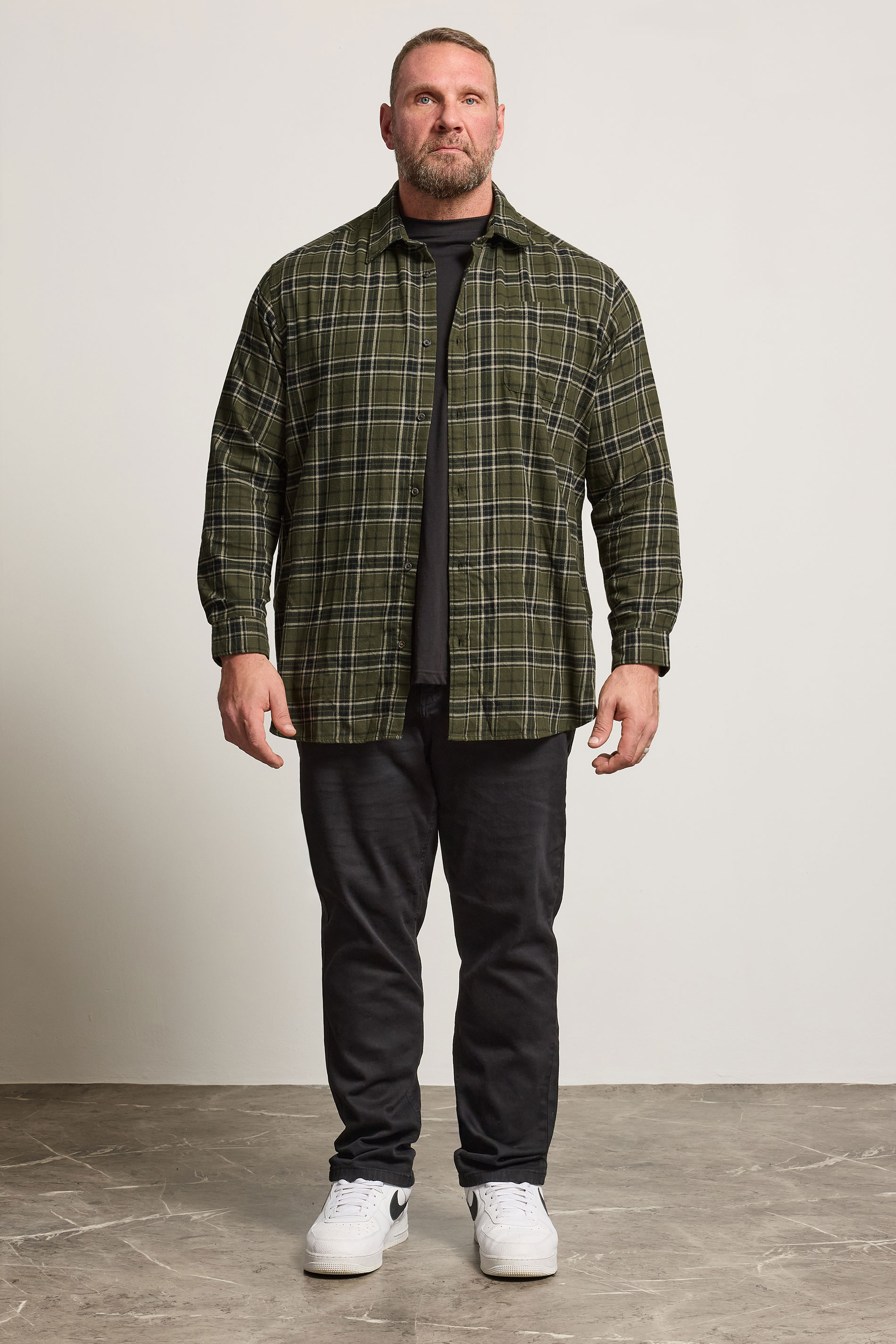 JACK & JONES Big & Tall Green Flannel Checked Shirt | BadRhino 2