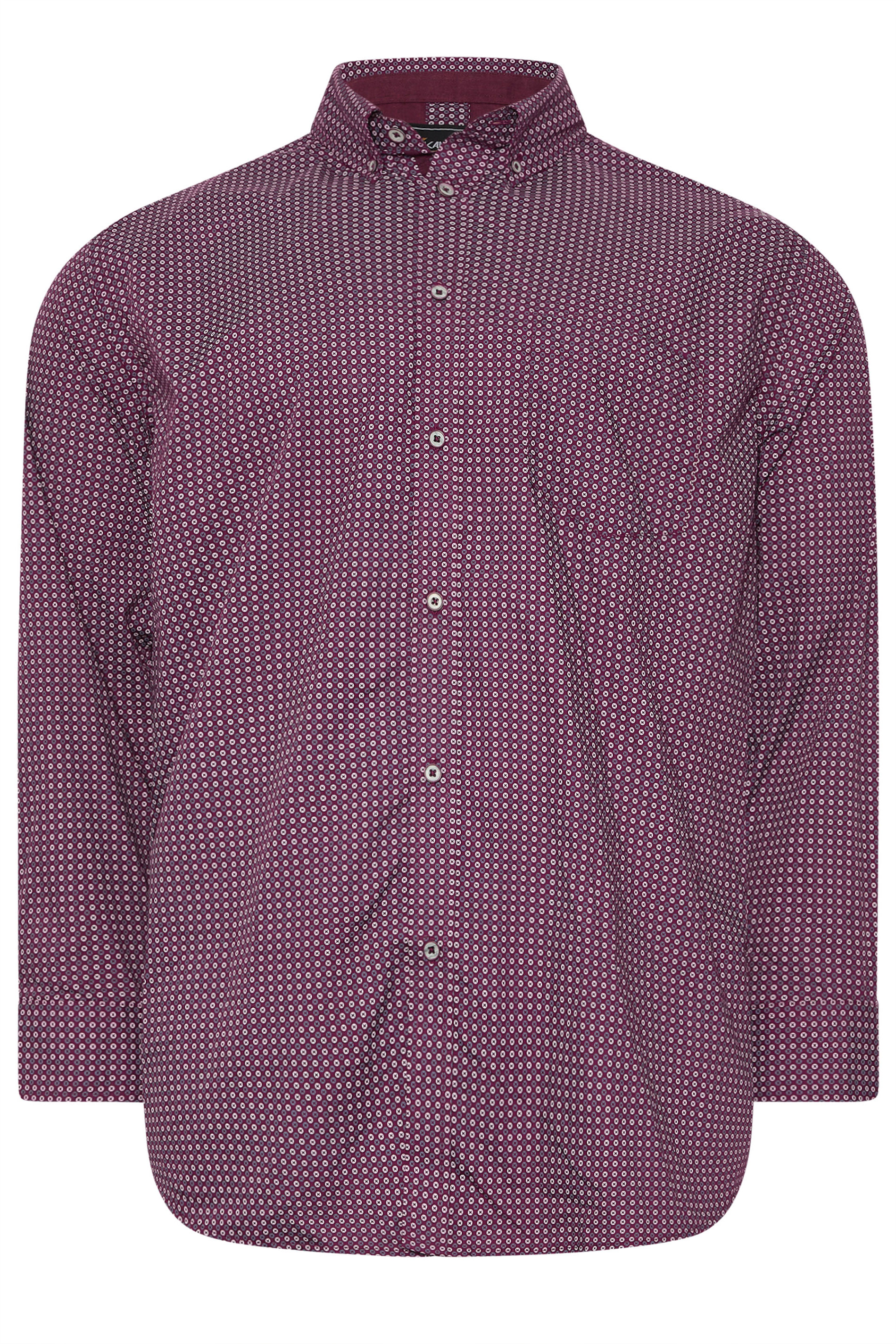 KAM Big & Tall Navy Blue Long Sleeve Gingham Shirt | BadRhino 3
