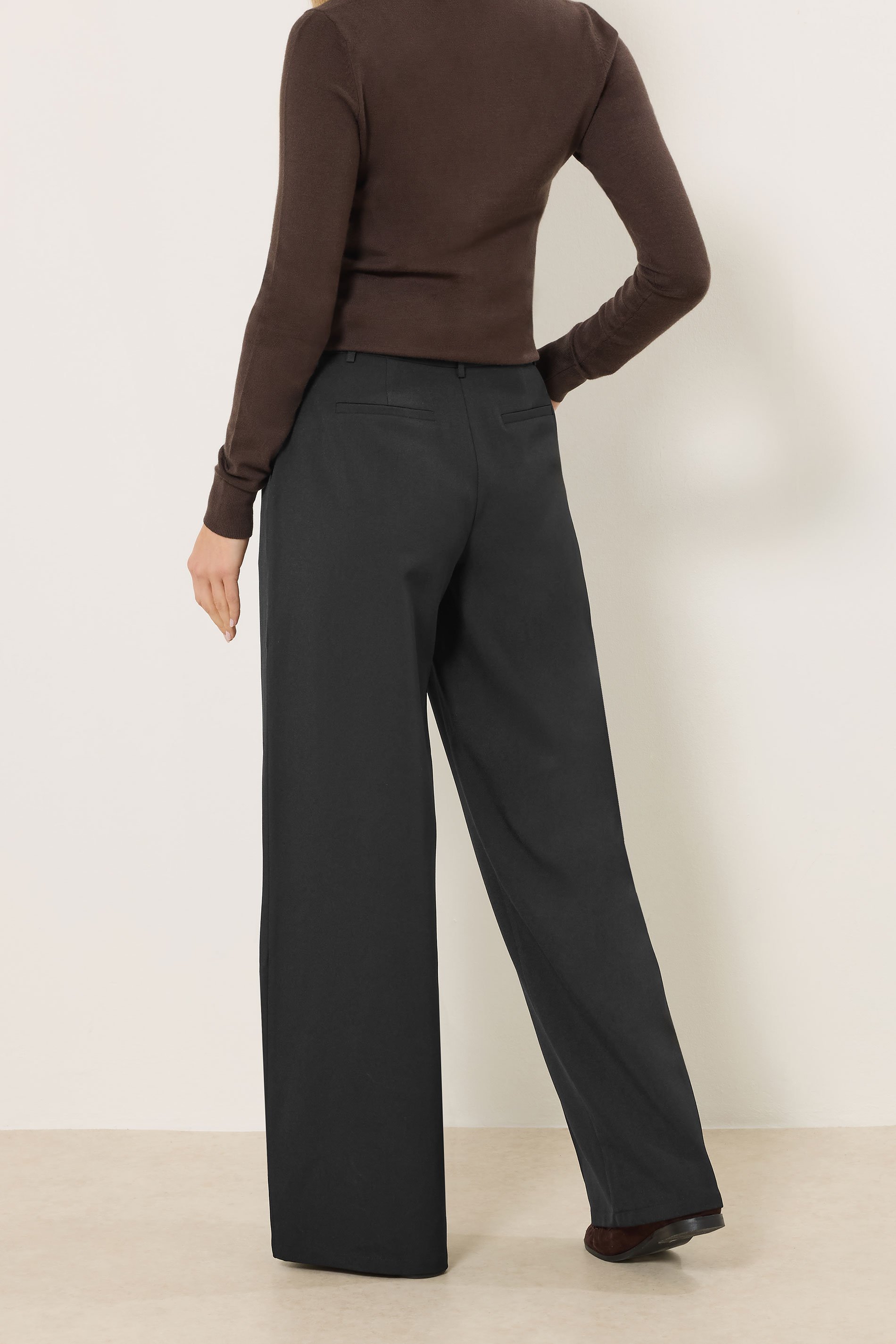 LTS Tall Women's Black Seam Front Wide Leg Trousers | Long Tall Sally 3