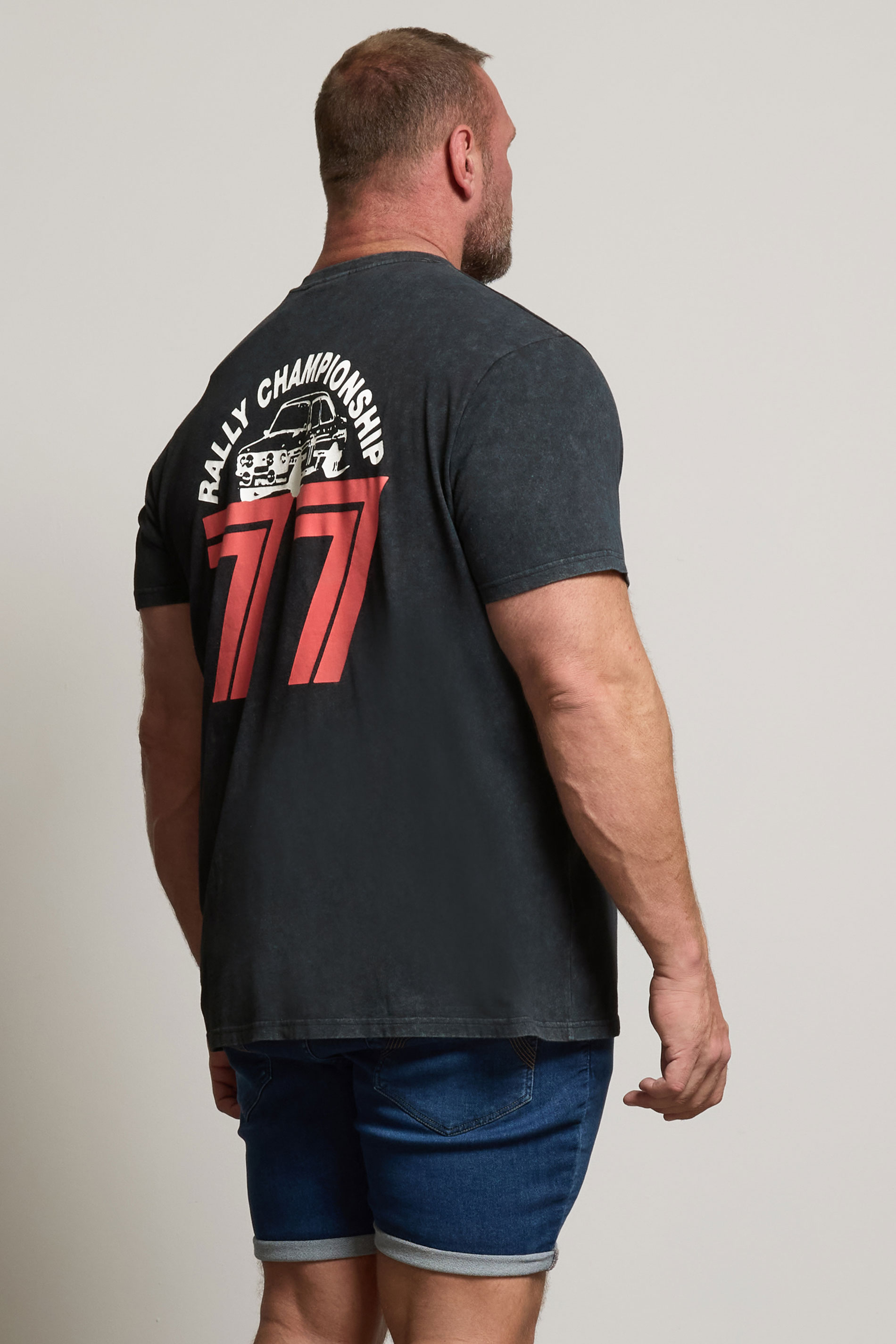BadRhino Big & Tall Black Acid Wash Printed 'Castrol' T-Shirt | BadRhino 3