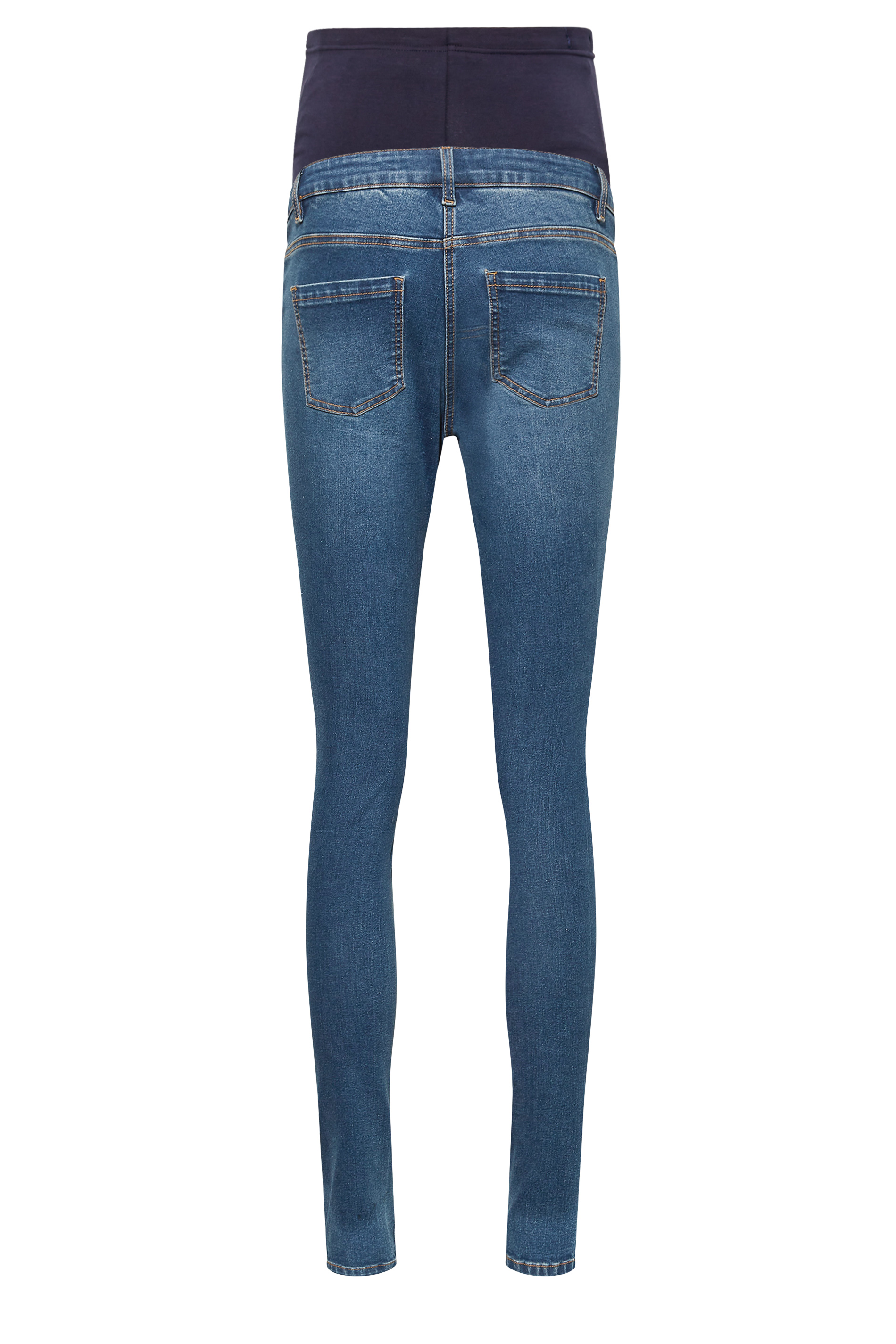 LTS Tall Women's Maternity Mid Blue Distressed AVA Skinny Jeans