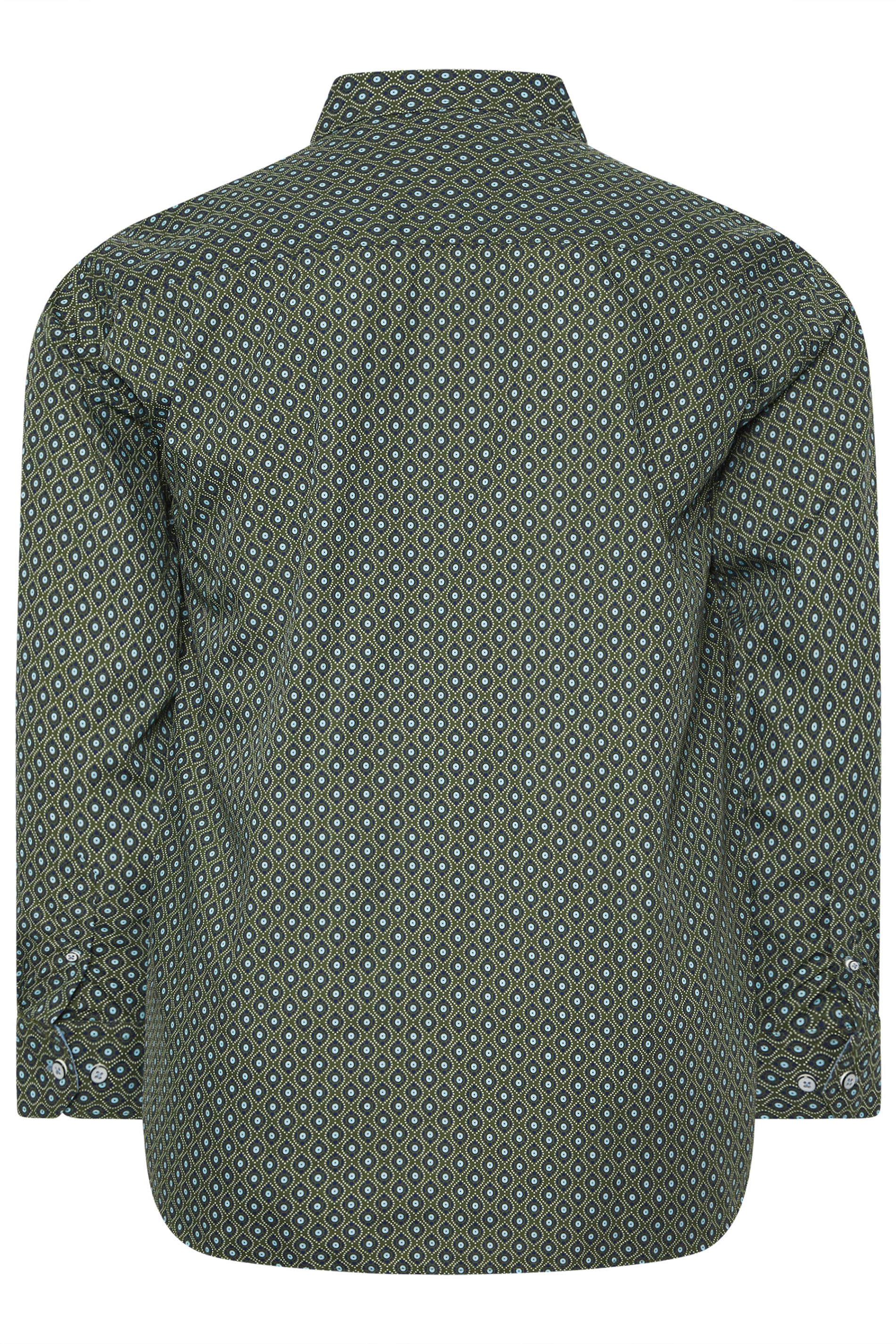 KAM Big & Tall Forest Green Geometric Shirt | BadRhino 4