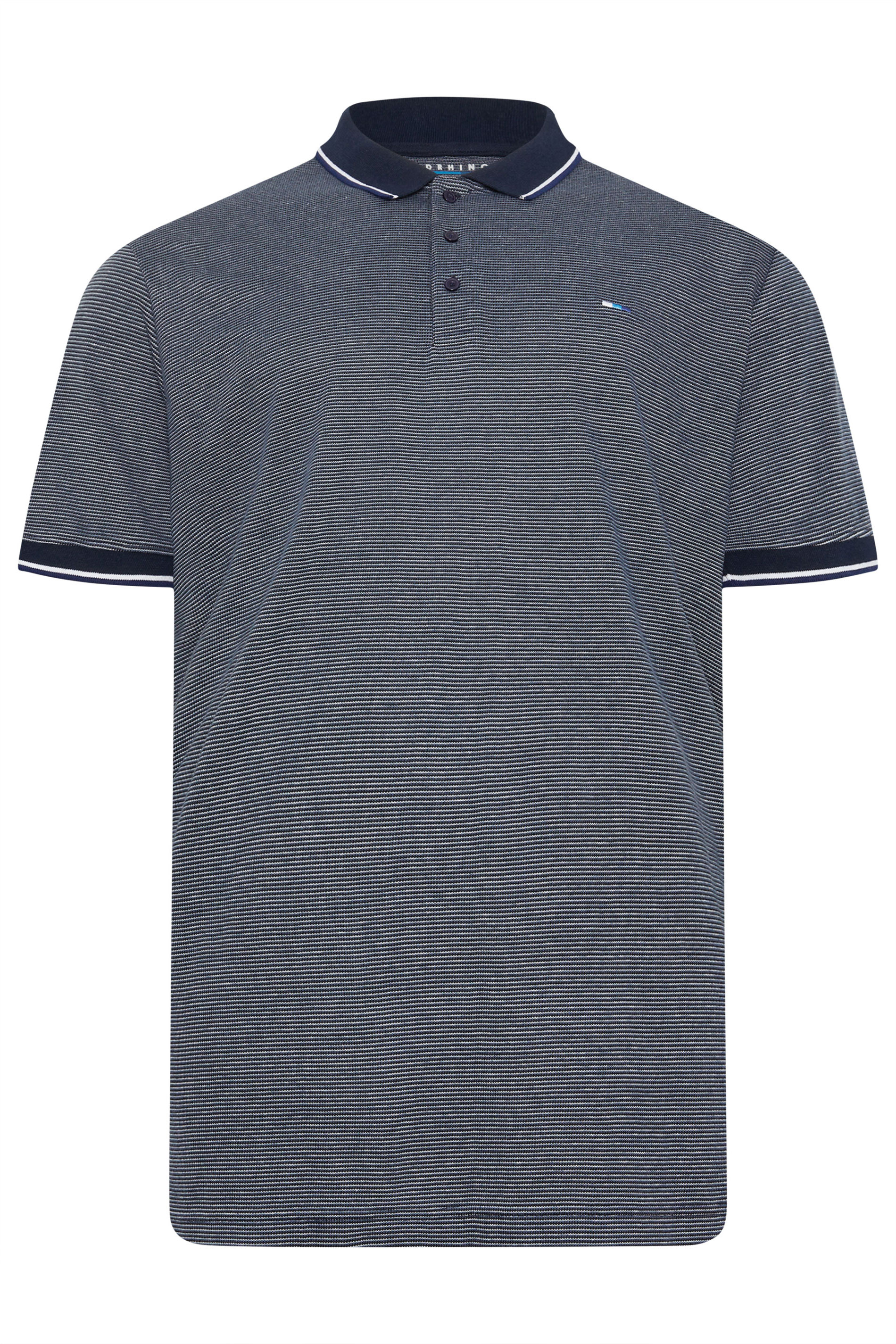 BadRhino Big & Tall Blue Fine Stripe Tipped Polo Shirt | BadRhino 7