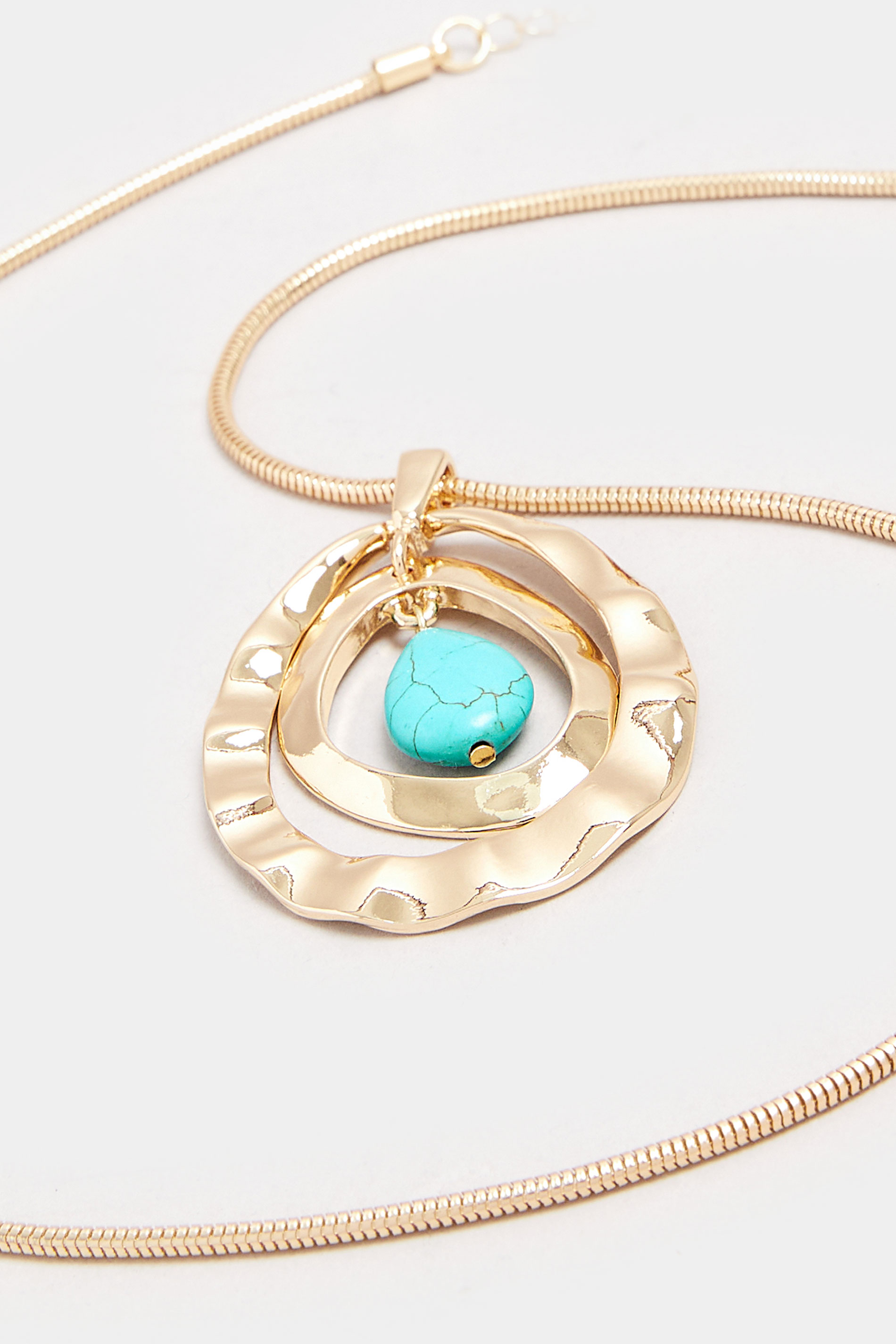 Gold Tone Stone Detail Circle Long Necklace | Yours Clothing 3