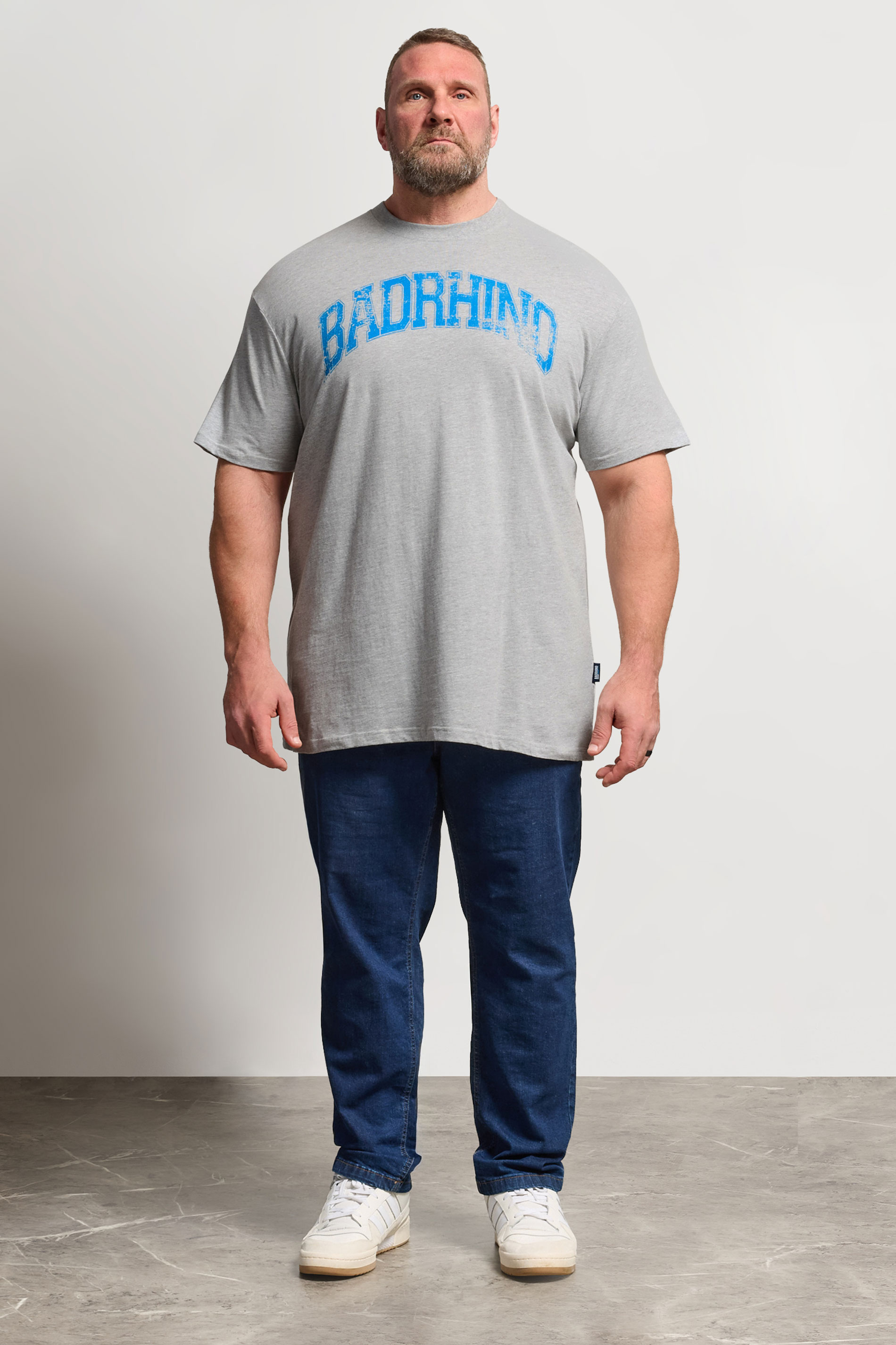 BadRhino Big & Tall Grey Extra Long Distressed Graphic T-Shirt | BadRhino 1