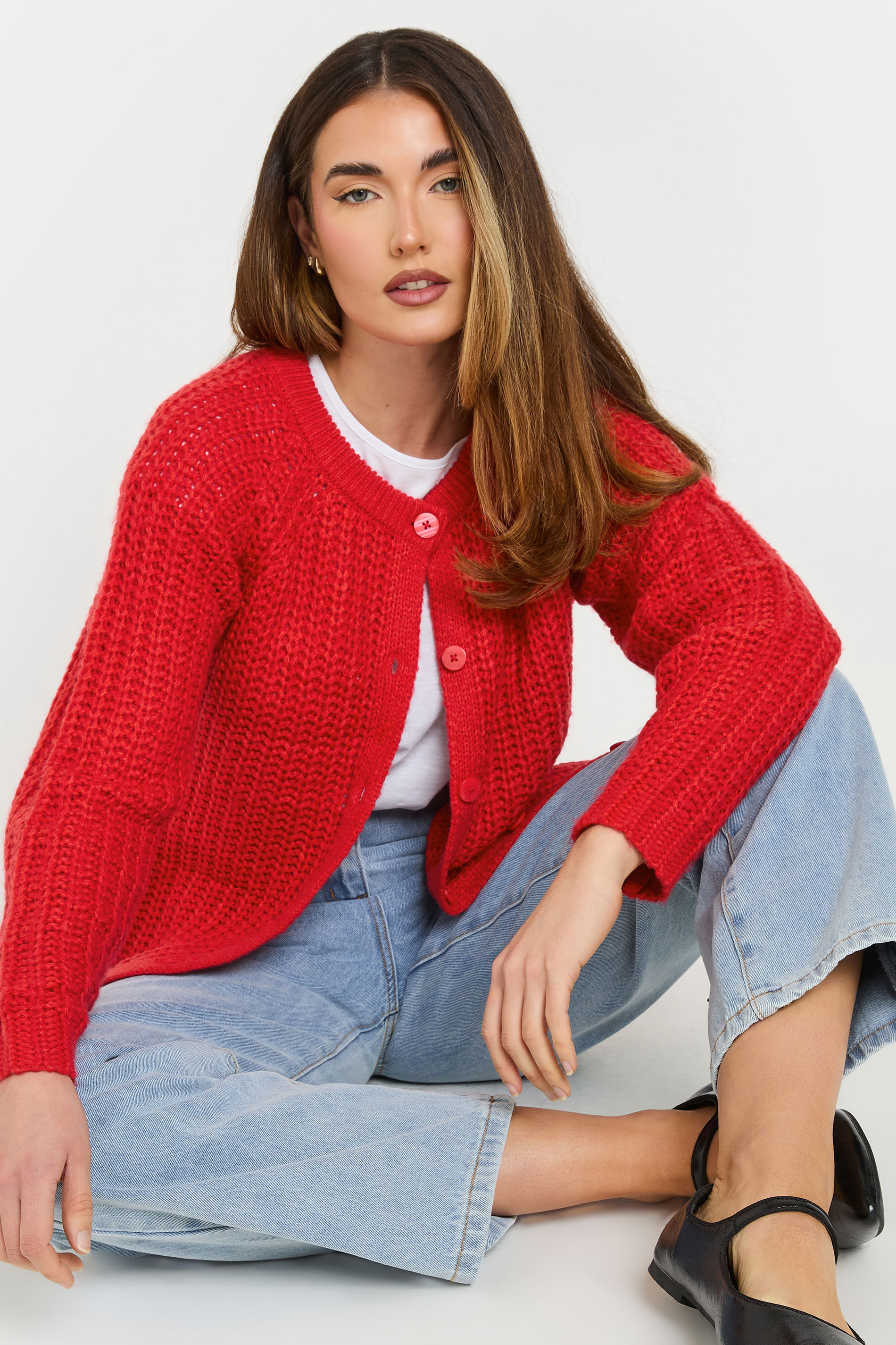 LTS Tall Red Chunky Knitted Cardigan | Long Tall Sally 6