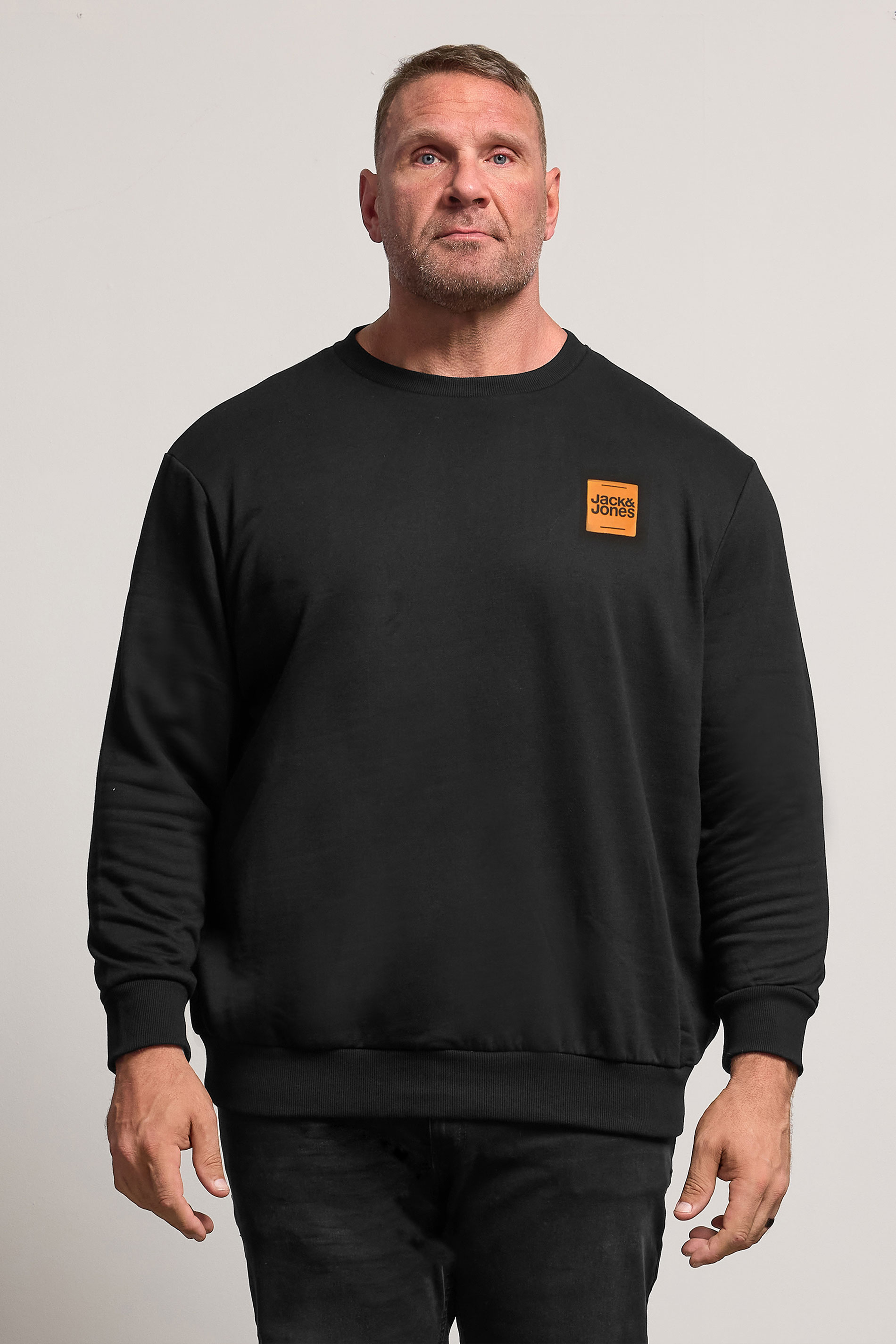 JACK & JONES Big & Tall Black Logo Sweatshirt | BadRhino 1