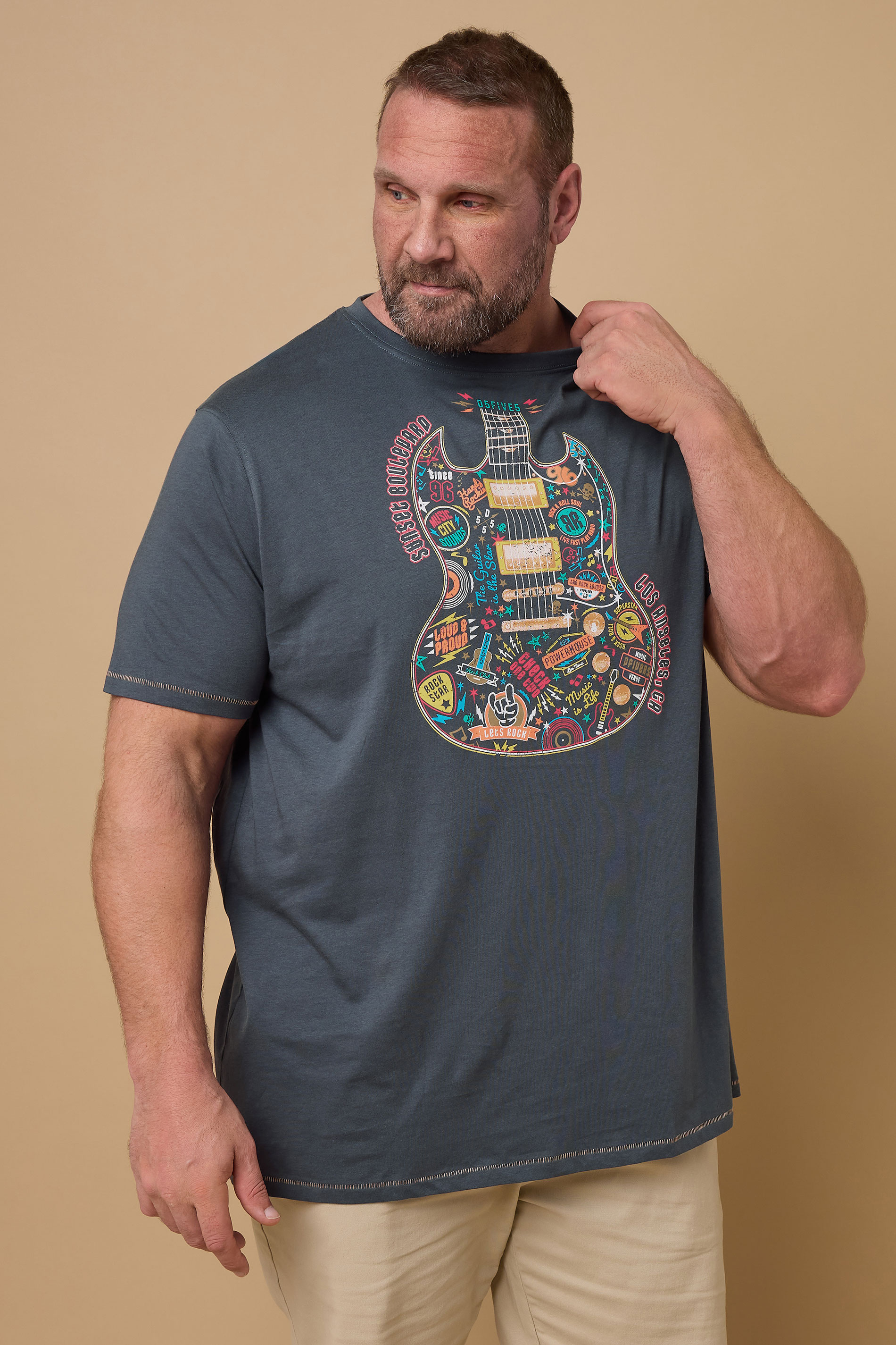 D555 Big & Tall Khaki Green Circle Wave T-Shirt | BadRhino 1