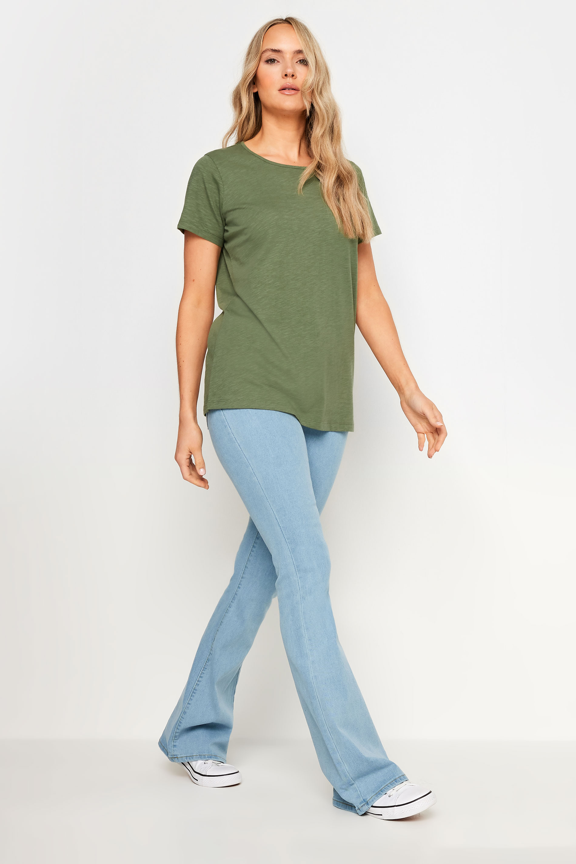 LTS Tall 3 PACK Pink & Khaki Green Scoop Neck T-Shirts 5