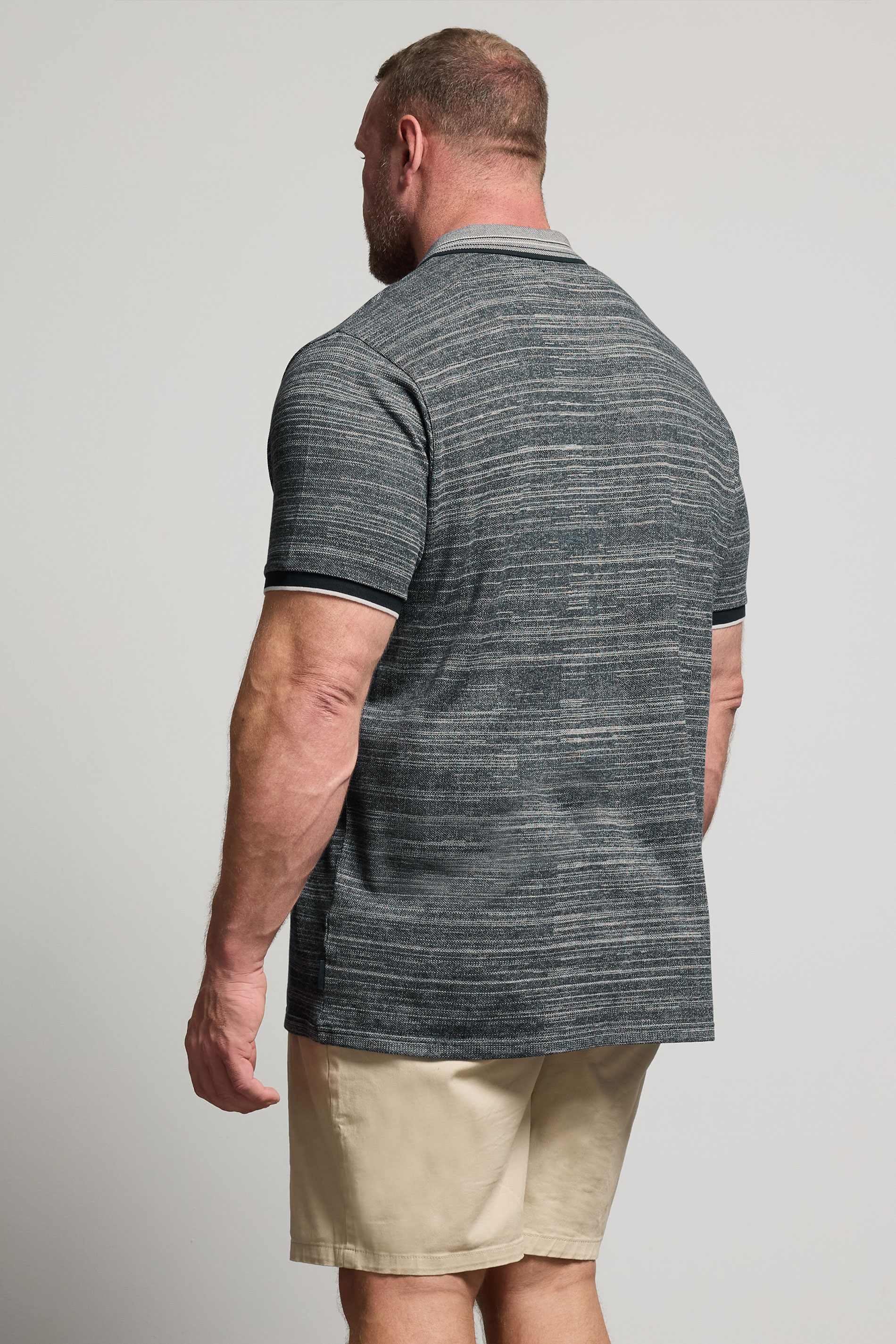 BadRhino Big & Tall Navy Blue Jacquard Polo Shirt | BadRhino 3