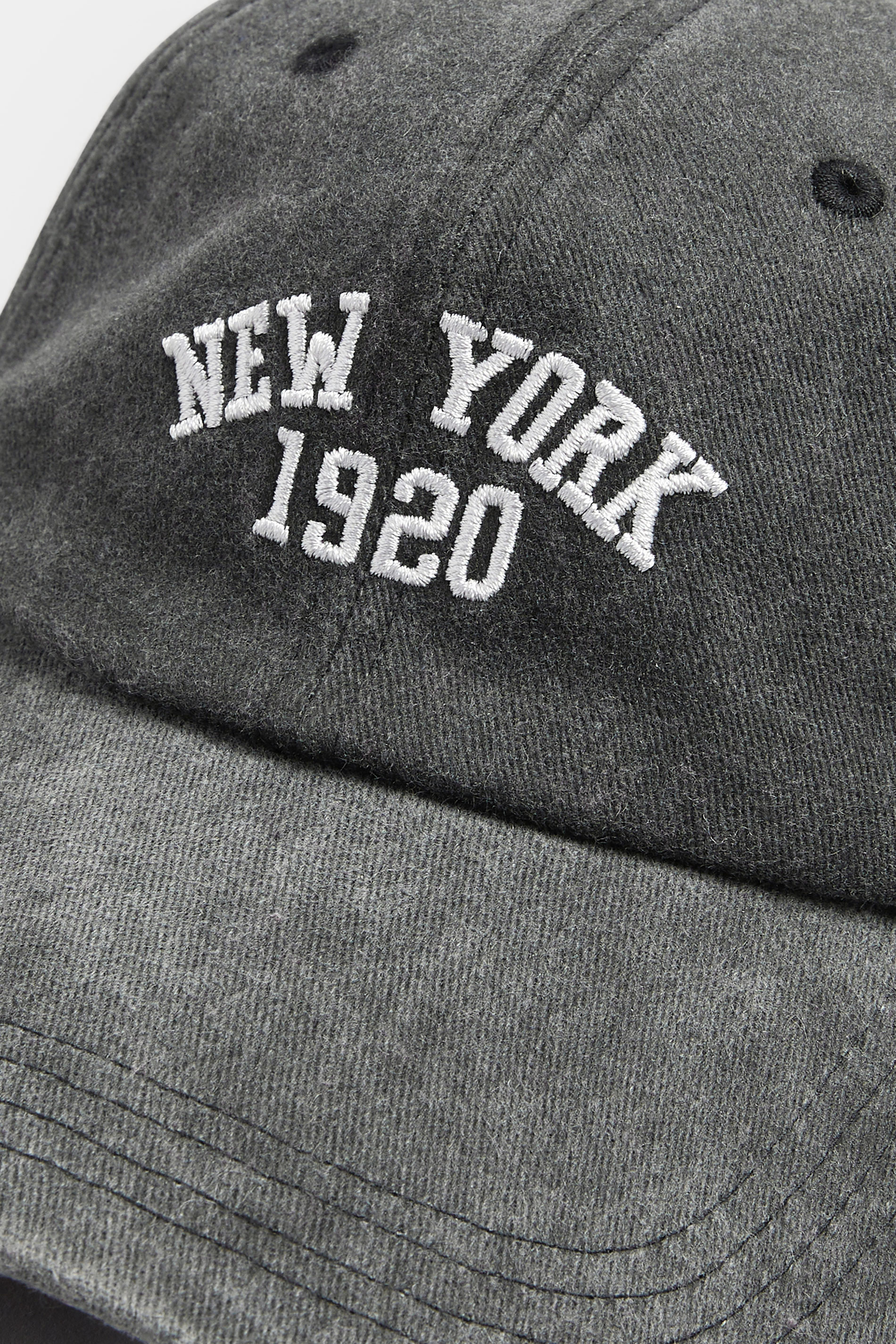 Grey Acid Wash 'New York' Slogan Baseball Cap | Yours Clothing 3