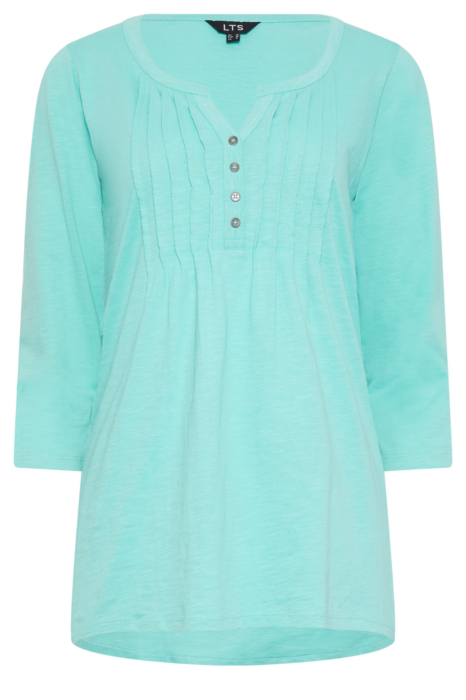 LTS Tall Womens Light Blue Henley Top | Long Tall Sally  5