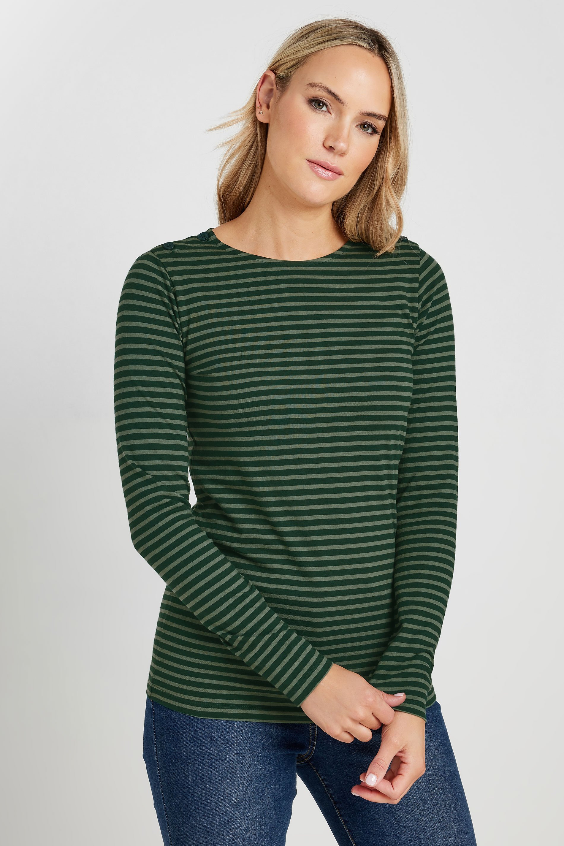LTS Tall Green Striped Long Sleeve Top | Long Tall Sally 1