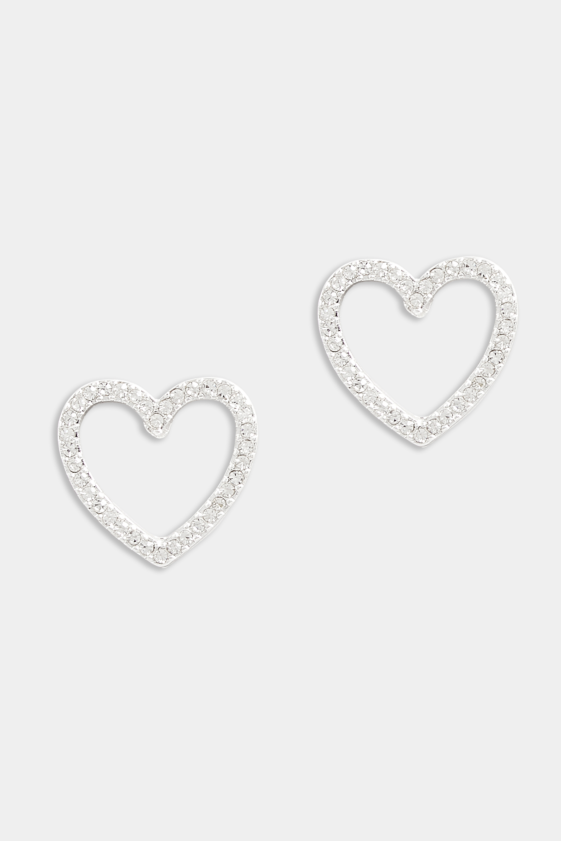 Silver Heart Diamante Earrings | Yours Clothing 2
