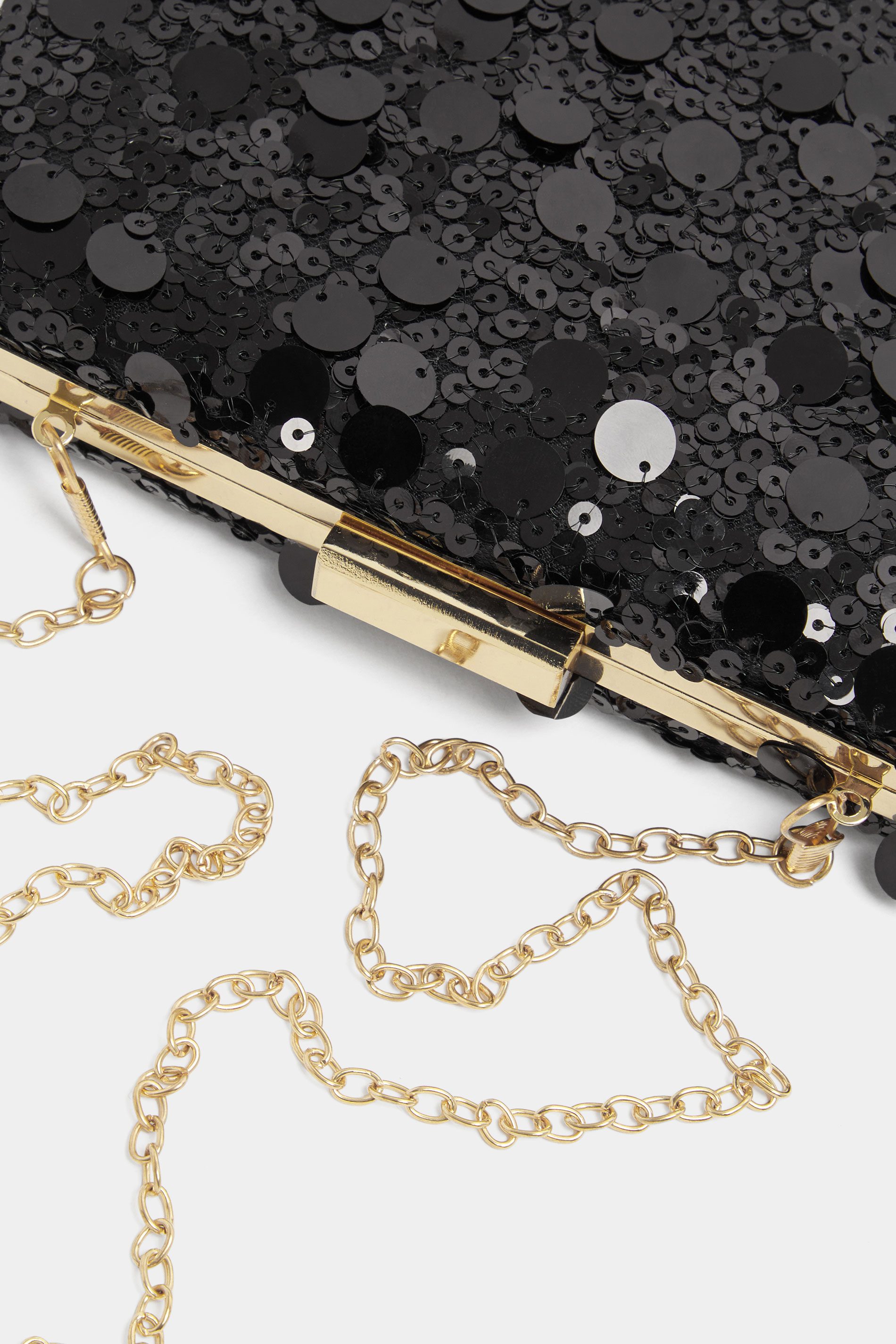 Black Mixed Sequin Clutch Bag | Yours Clothing 5